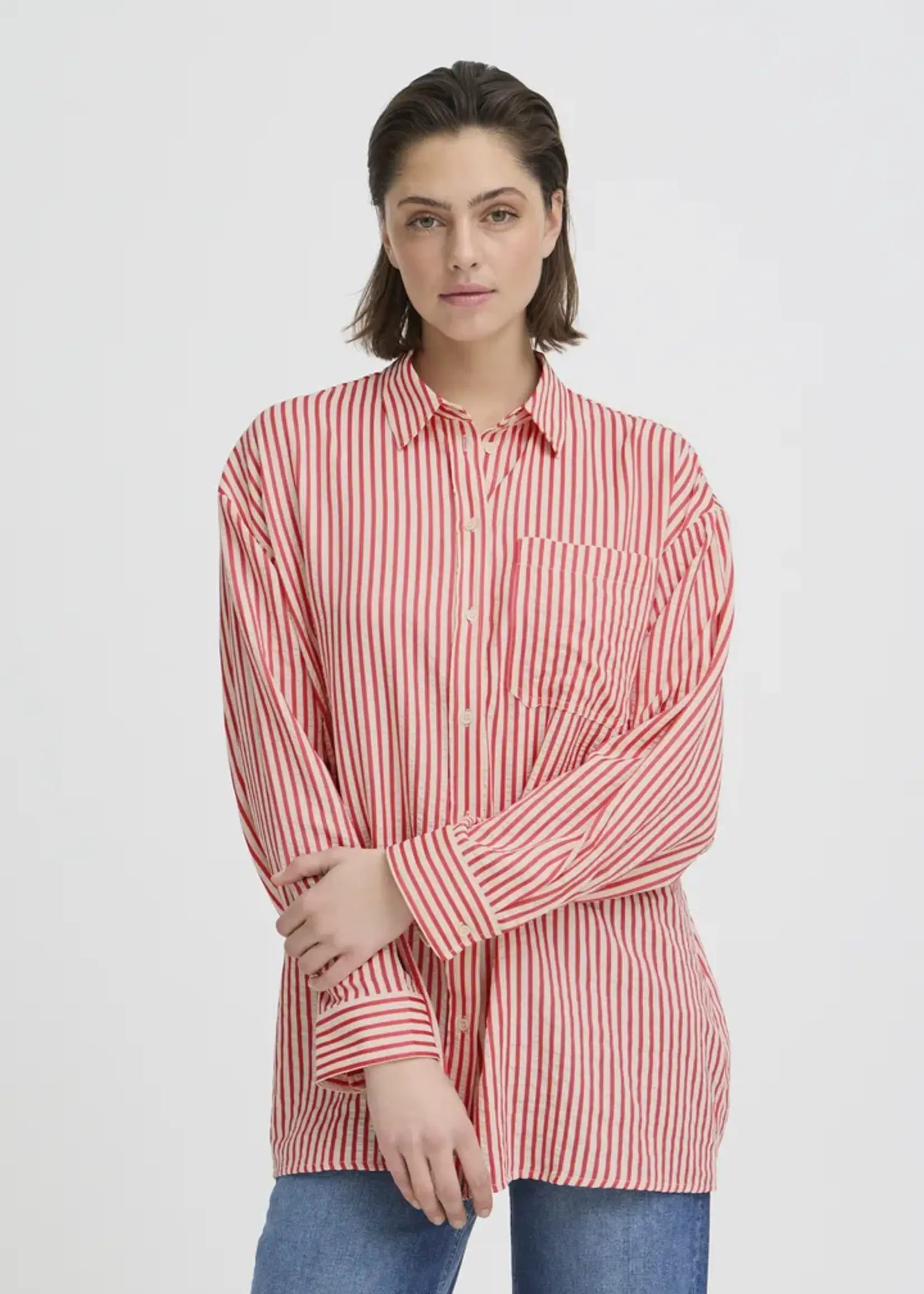 ICHI ICHI Chemise IHEstra - Birch W Teaberry Stripe