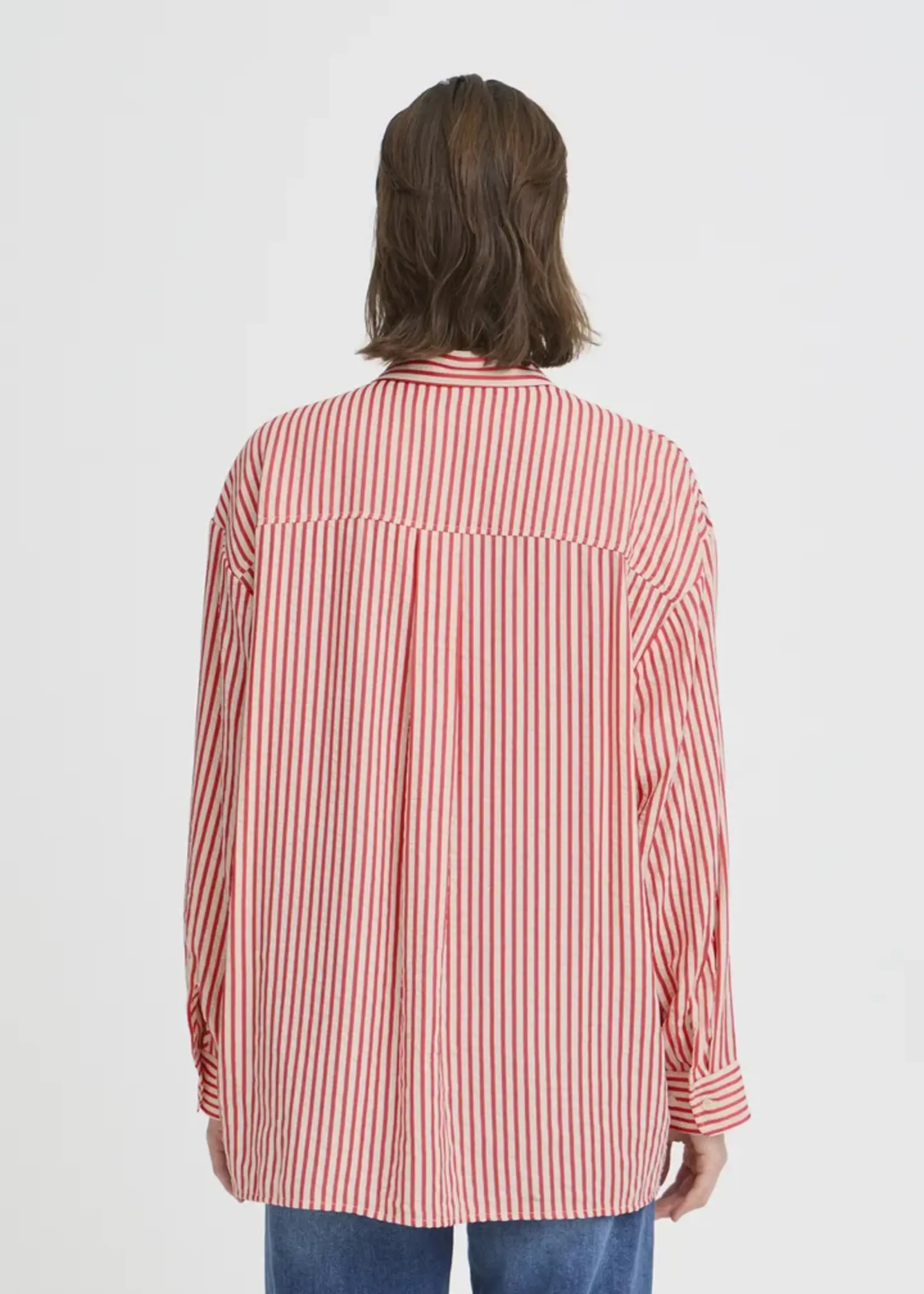 ICHI ICHI IHEstra Shirt - Birch W Teaberry Stripe
