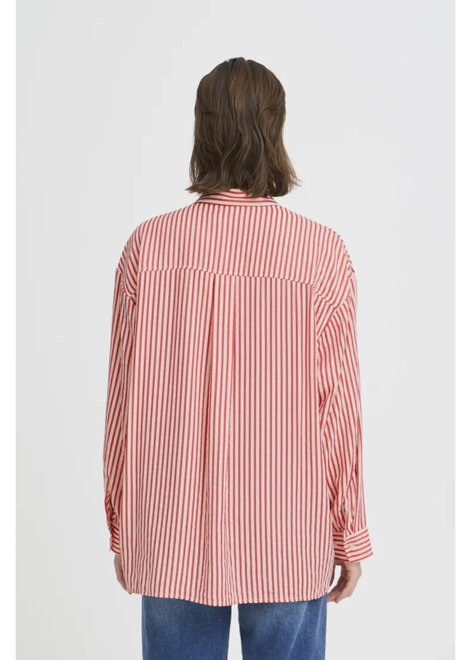 ICHI ICHI Chemise IHEstra - Birch W Teaberry Stripe