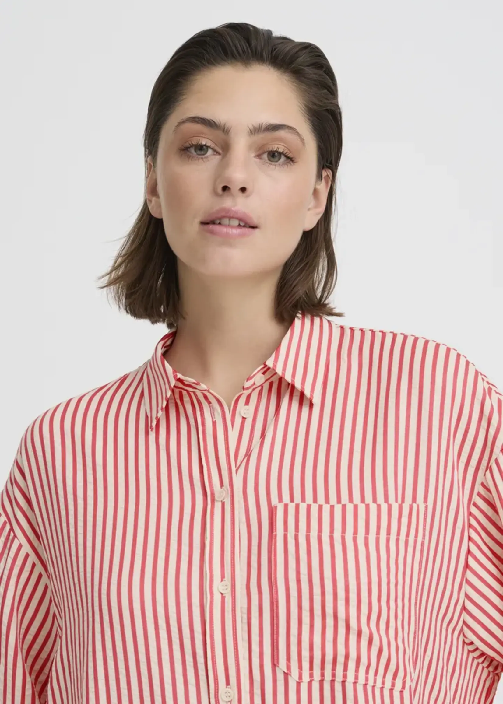 ICHI ICHI IHEstra Shirt - Birch W Teaberry Stripe