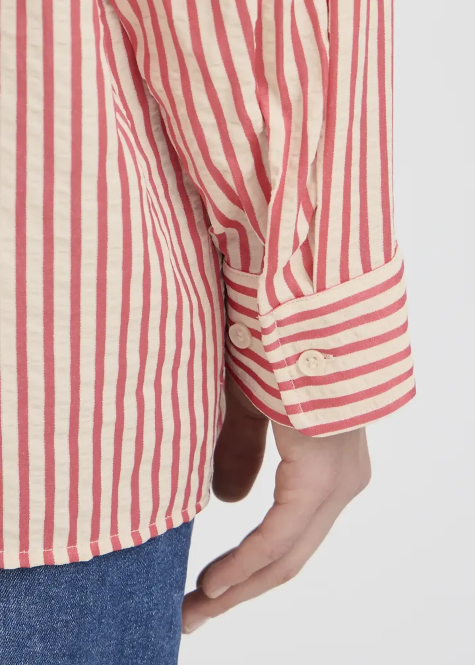 ICHI ICHI IHEstra Shirt - Birch W Teaberry Stripe