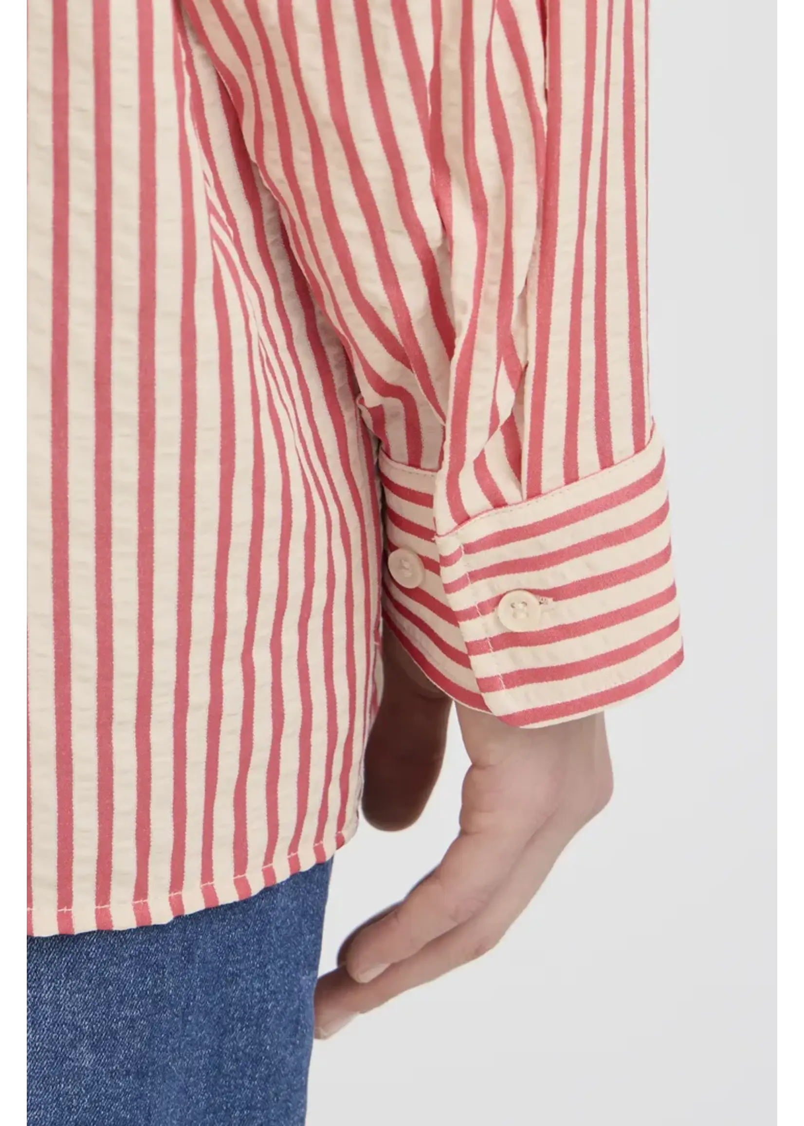 ICHI ICHI Chemise IHEstra - Birch W Teaberry Stripe