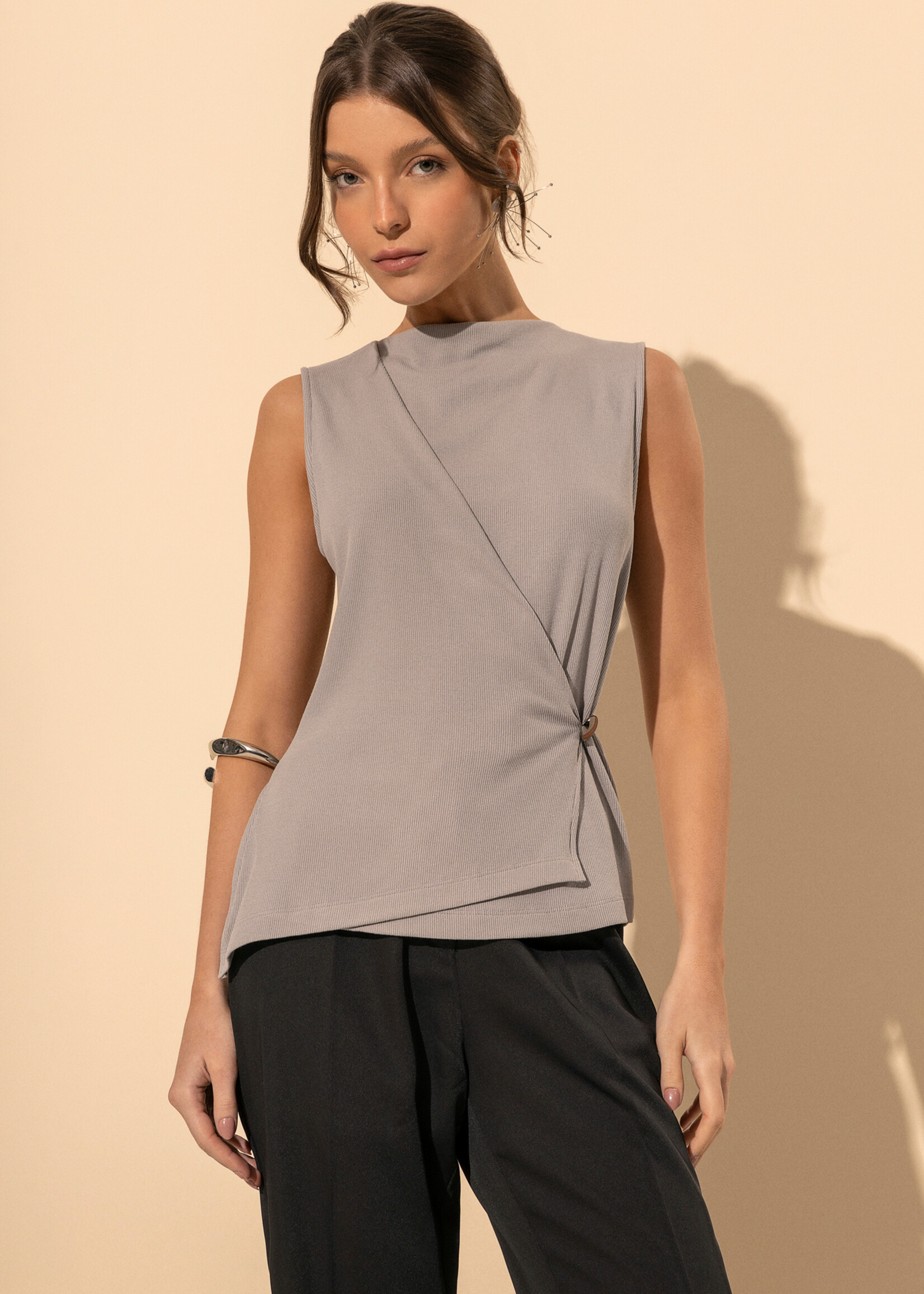 Lez A Lez Lez A Lez Fluted Pierced Blouse - Cinza Cendrillon