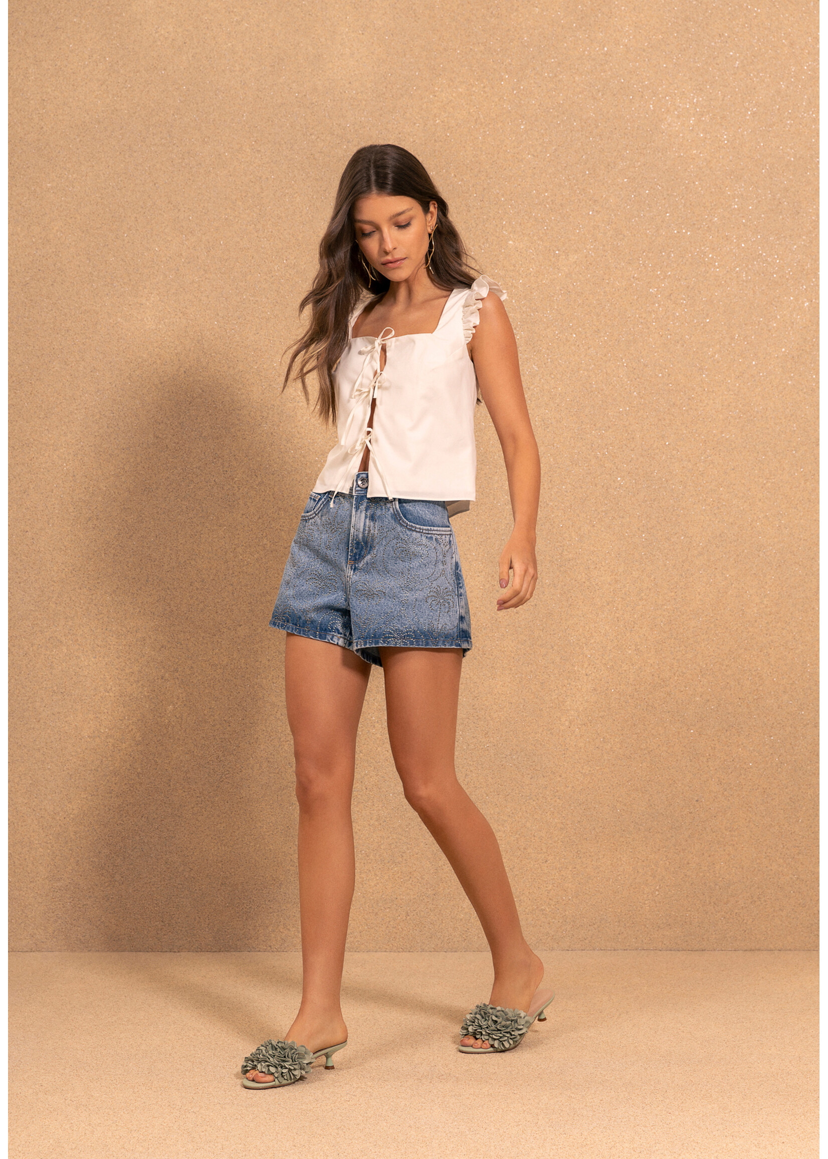Lez A Lez Lez A Lez Short Blouse W/ Ties - Branco Off White