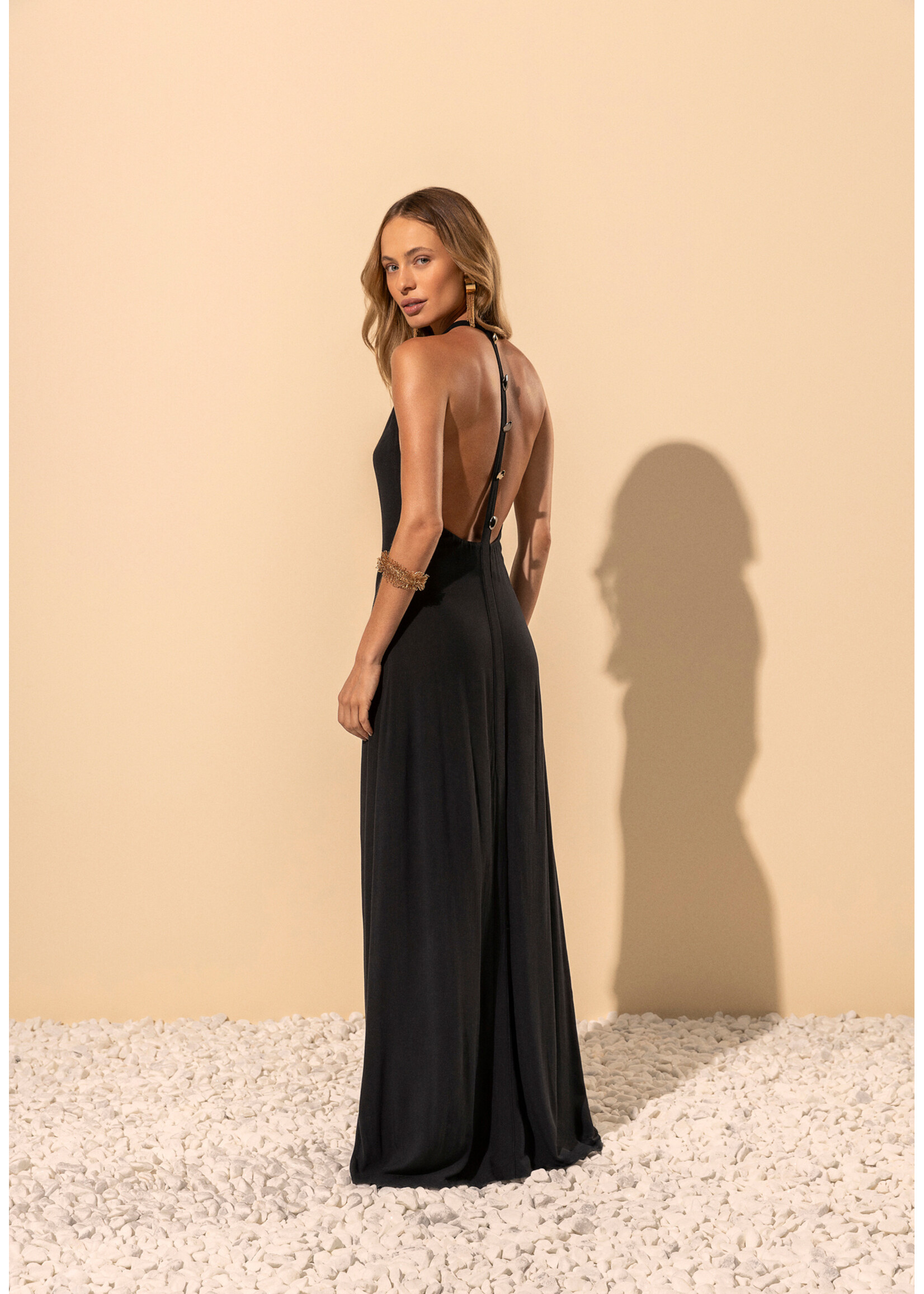 Lez A Lez Lez A Lez Long V-Neck Dress - Preto Reativo