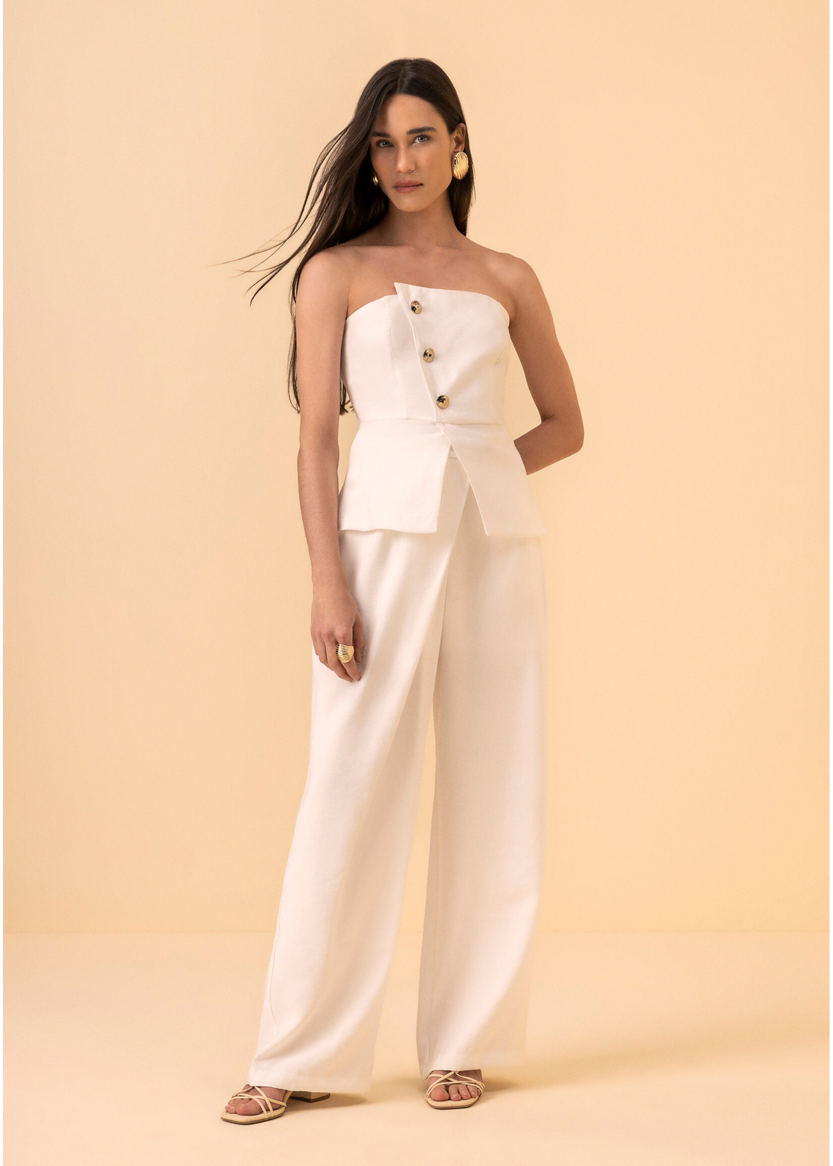 Lez A Lez Lez A Lez High-Waisted Straight Pants - Branco Off White