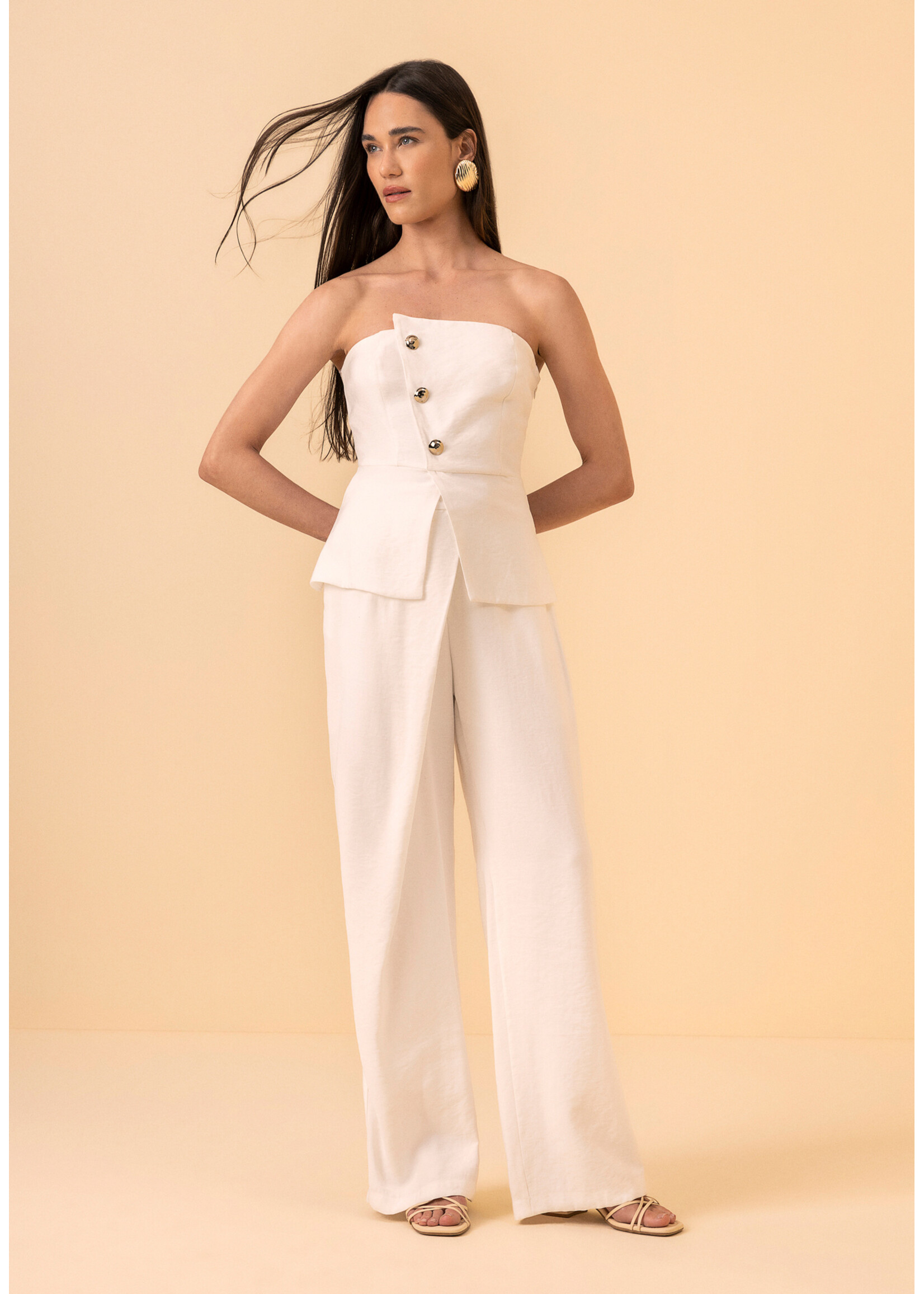 Lez A Lez Lez A Lez Pantalon Droit Taille Haute - Branco Off White