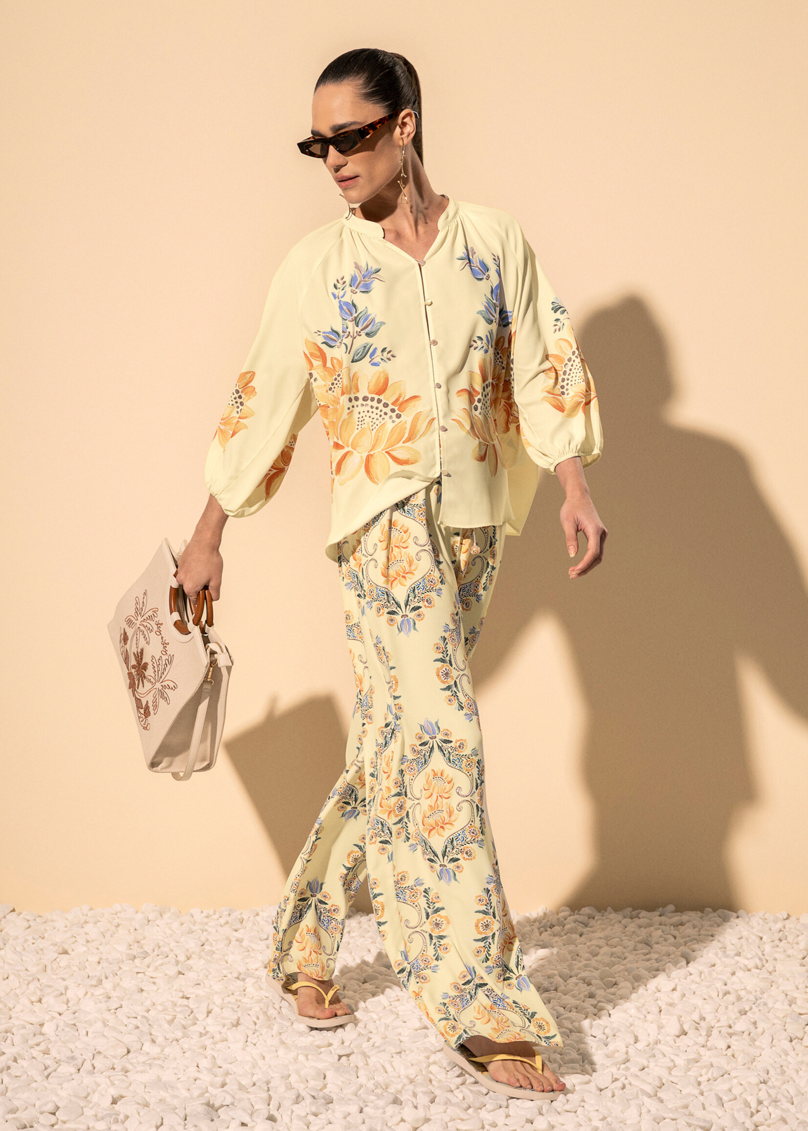 Lez A Lez Lez A Lez Pantalon Imprimé Taille Haute - Bege Alhambra