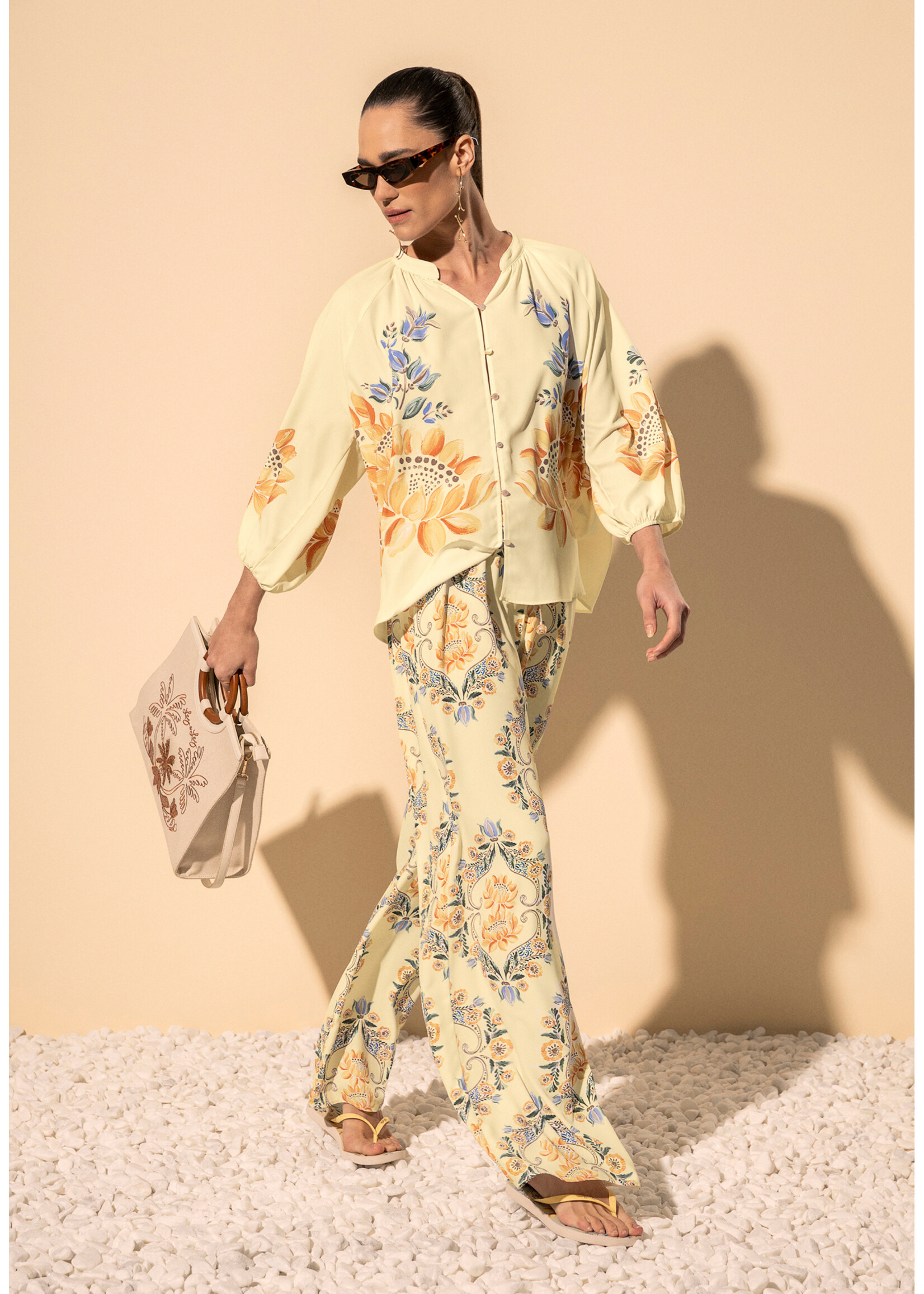 Lez A Lez Lez A Lez Pantalon Imprimé Taille Haute - Bege Alhambra