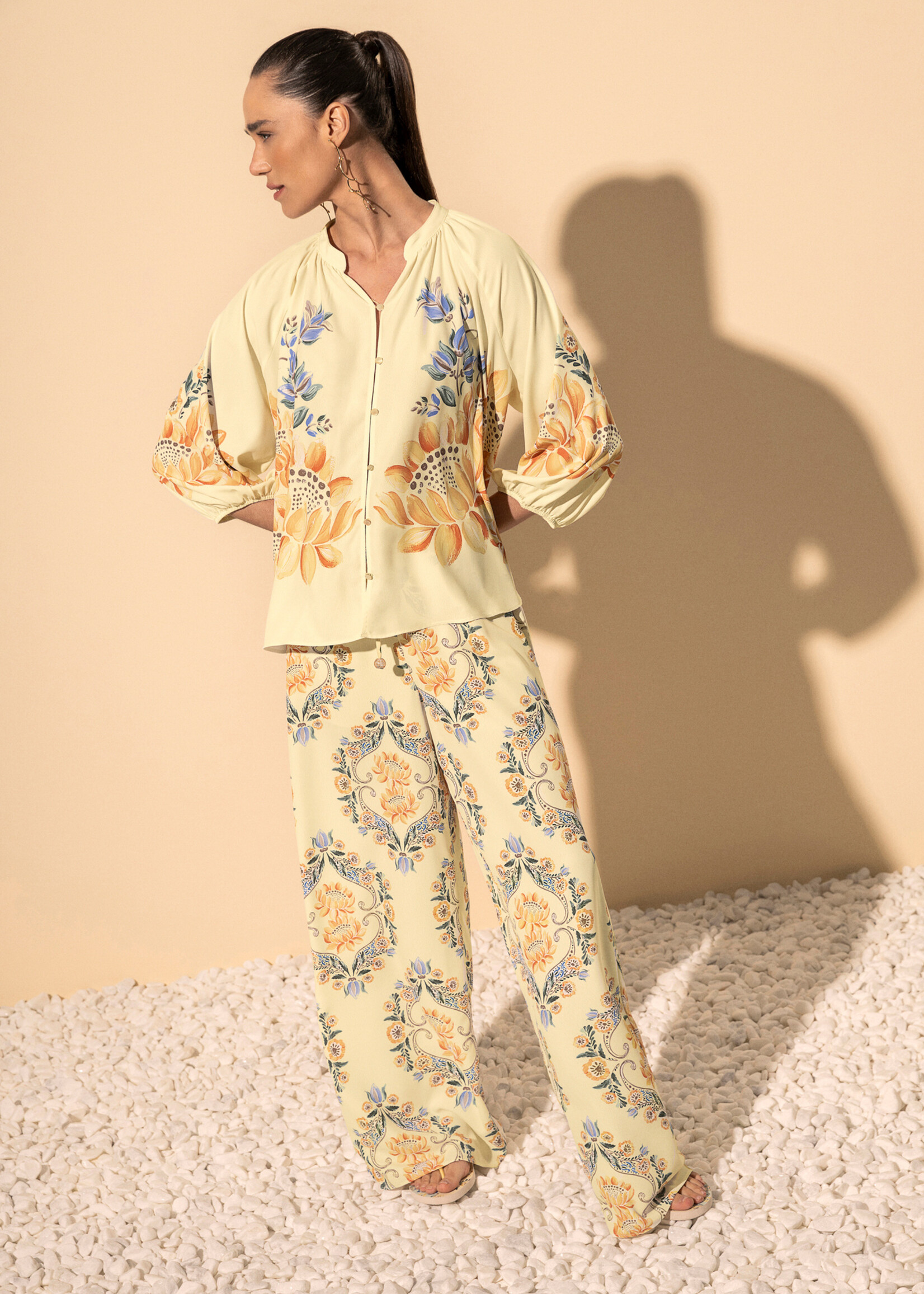 Lez A Lez Lez A Lez Pantalon Imprimé Taille Haute - Bege Alhambra