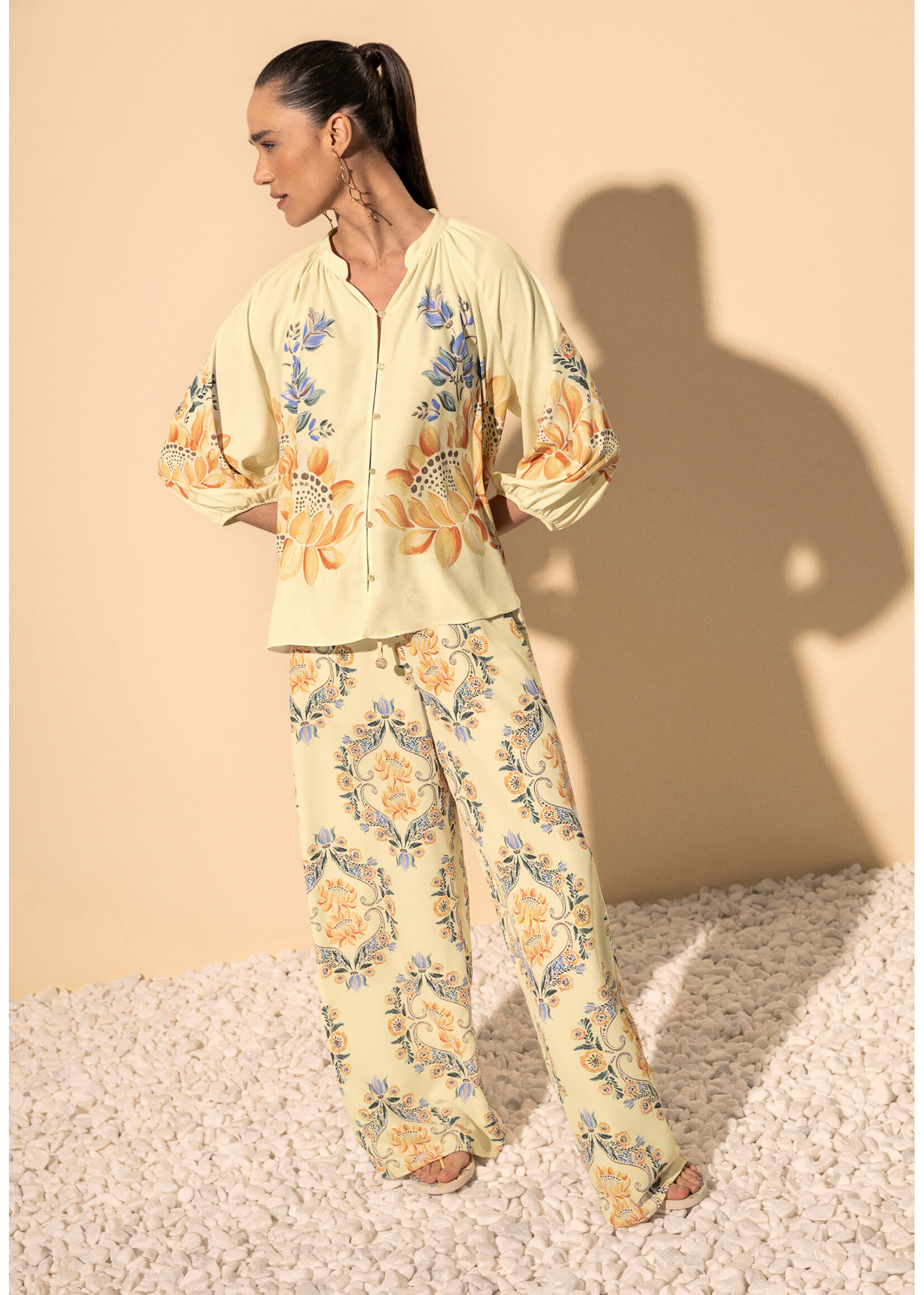 Lez A Lez Lez A Lez Pantalon Imprimé Taille Haute - Bege Alhambra