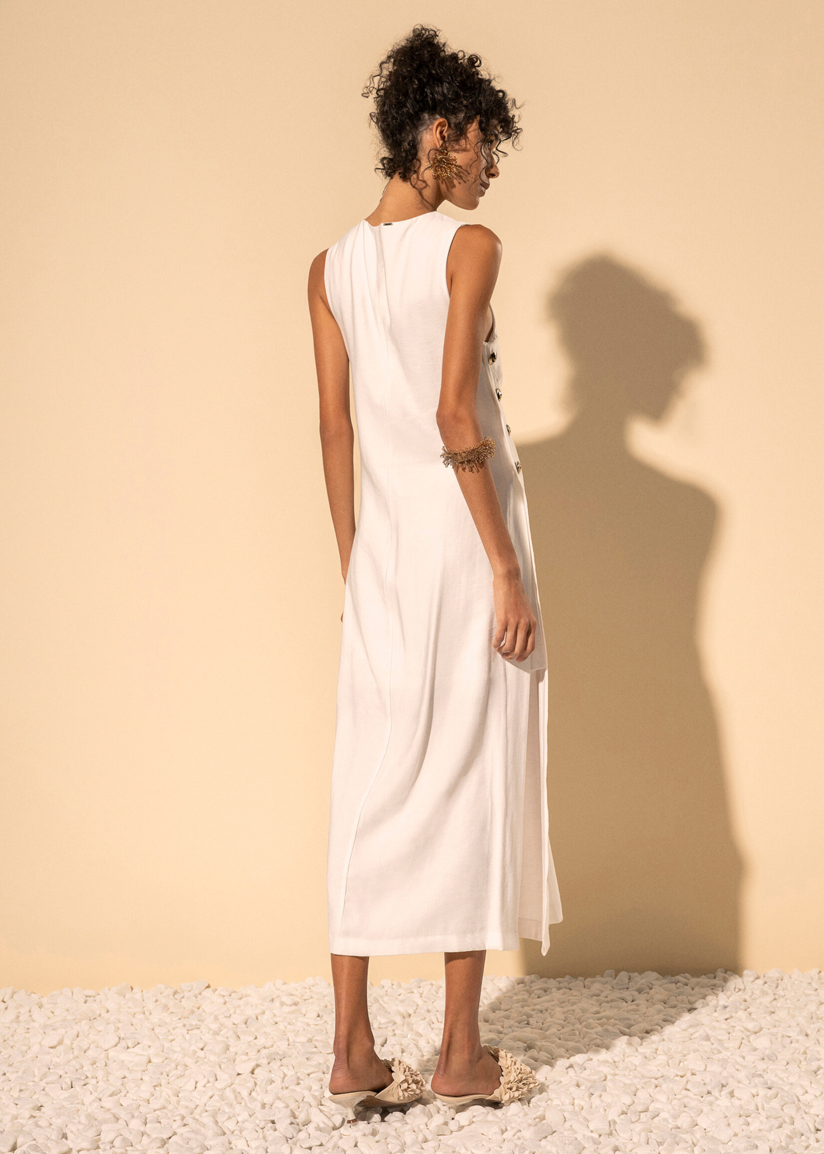 Lez A Lez Lez A Lez Tea Dress W/ Side Buttons - Branco Off White