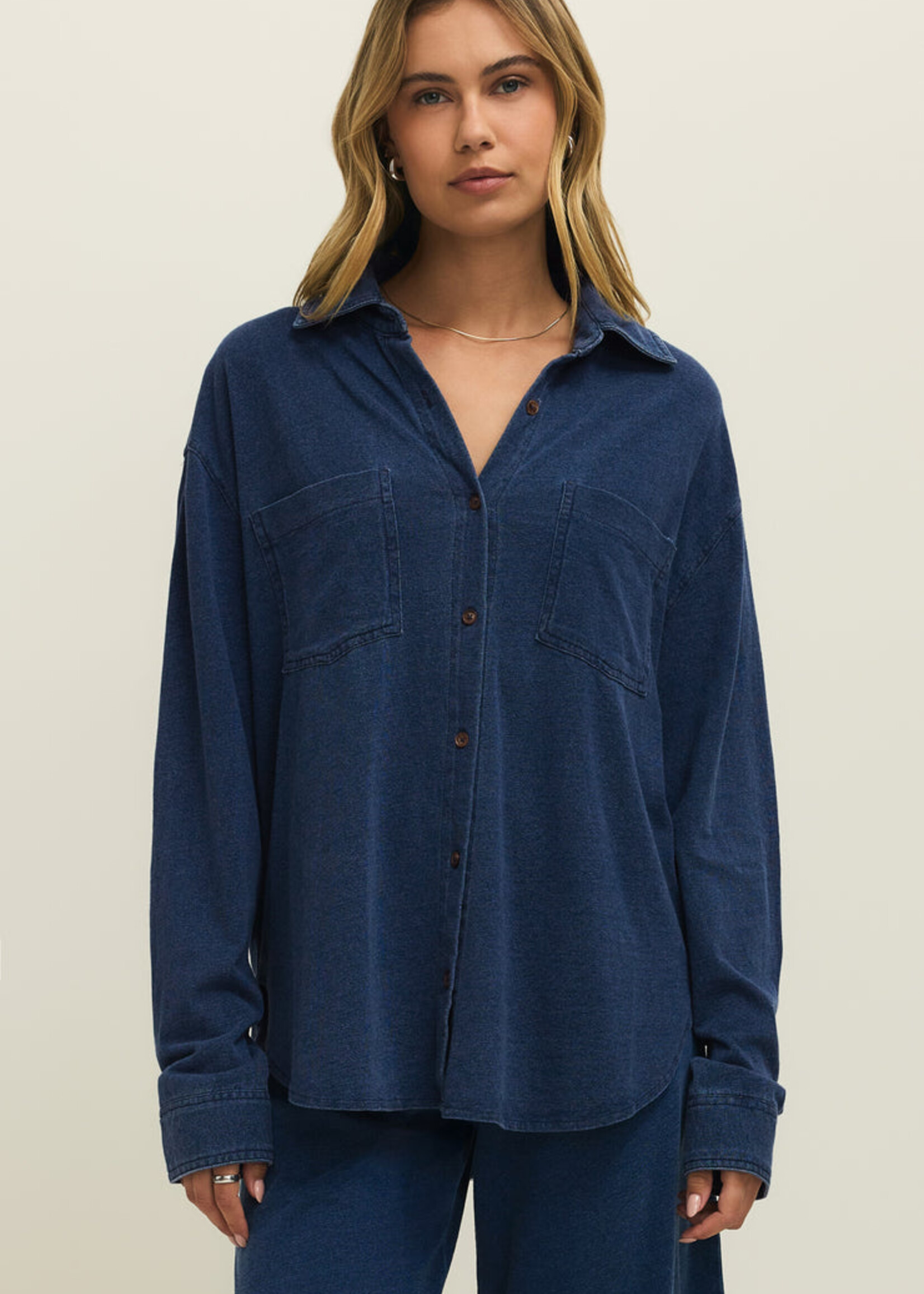 Z-Supply Z-Supply Chemise En Jersey Denim Reese - Indigo