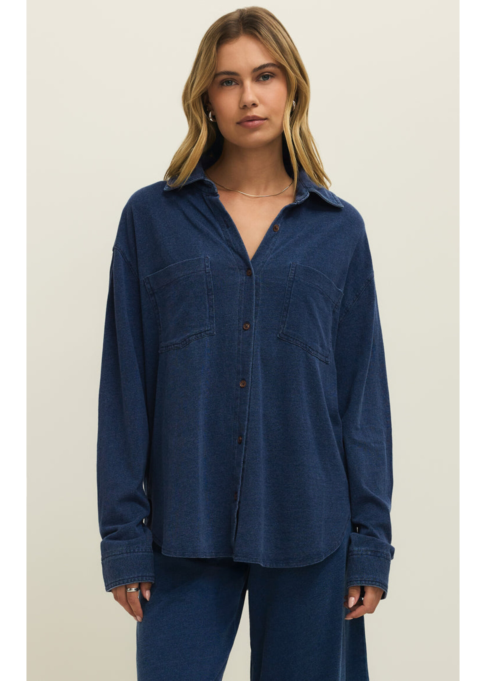 Z-Supply Z-Supply Chemise En Jersey Denim Reese - Indigo