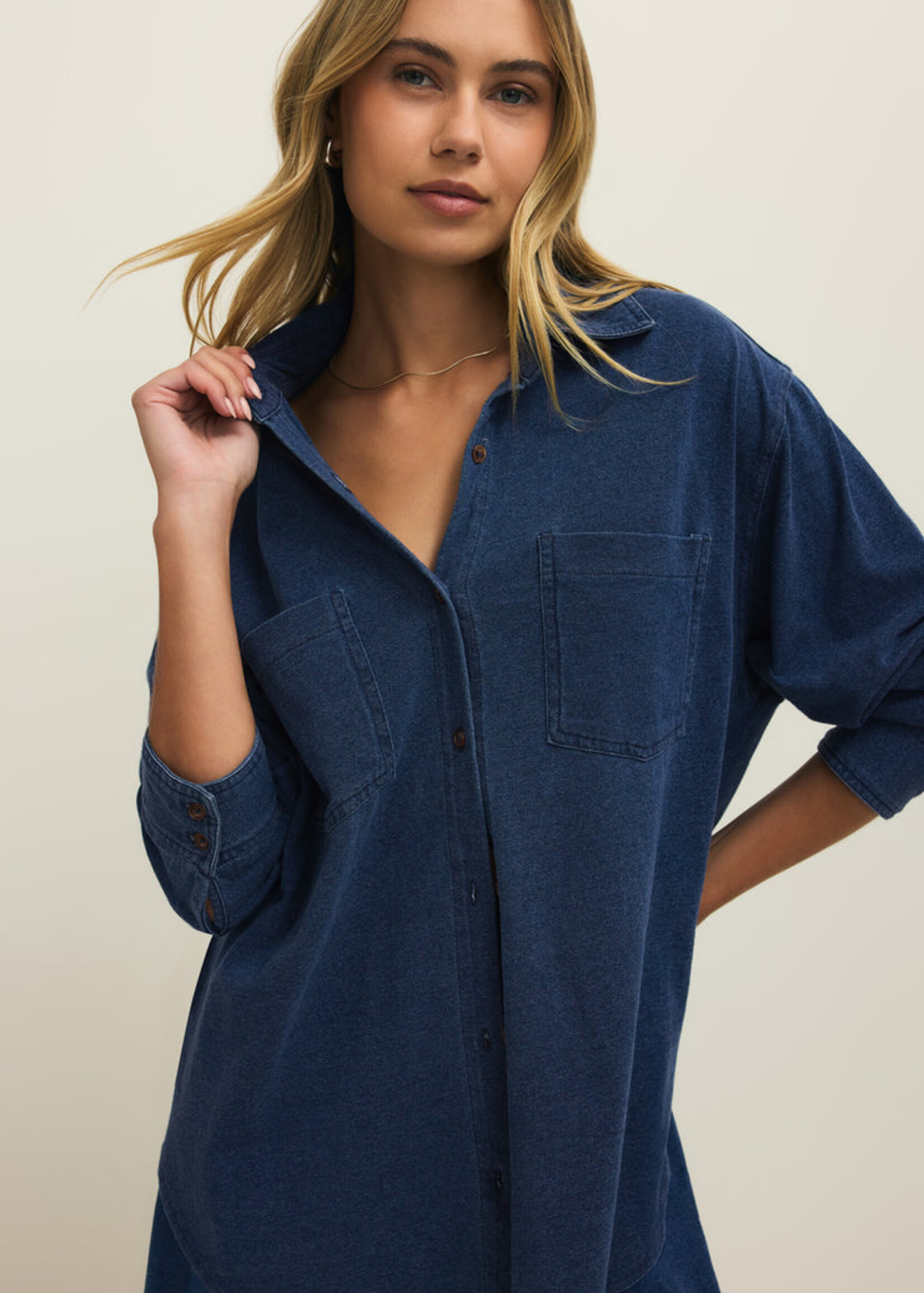 Z-Supply Z-Supply Reese Jersey Denim Button Up - Indigo