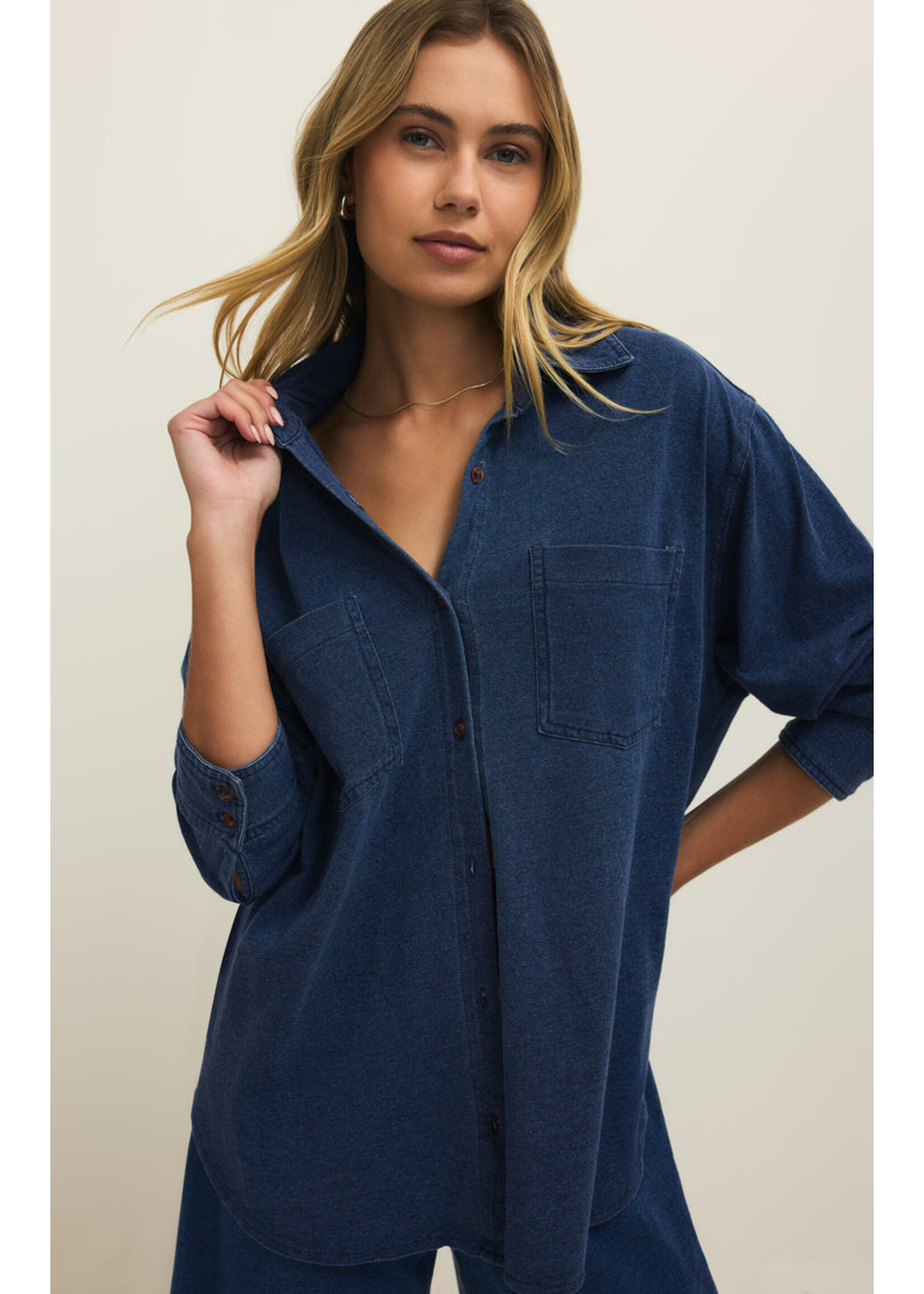 Z-Supply Z-Supply Chemise En Jersey Denim Reese - Indigo