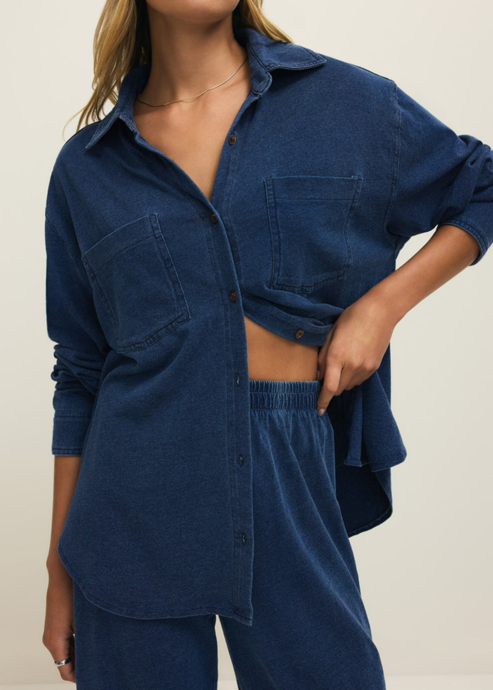 Z-Supply Z-Supply Reese Jersey Denim Button Up - Indigo