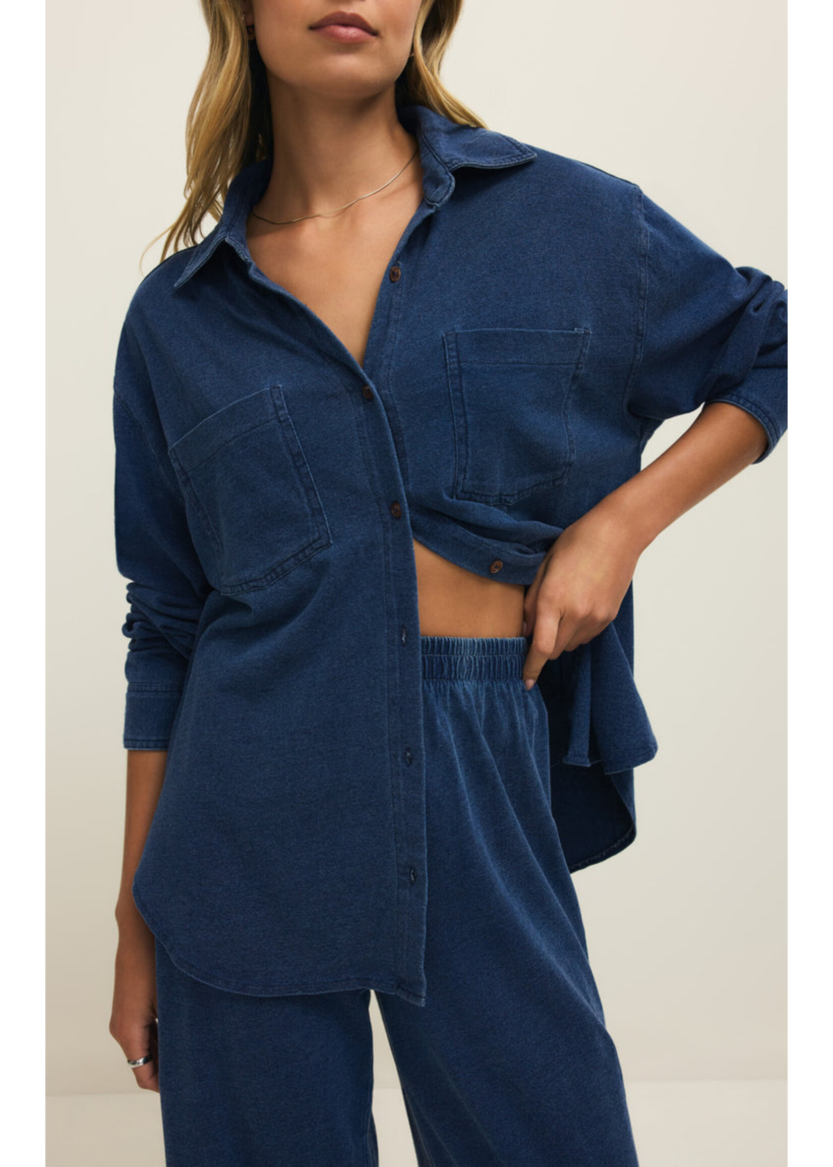 Z-Supply Z-Supply Chemise En Jersey Denim Reese - Indigo