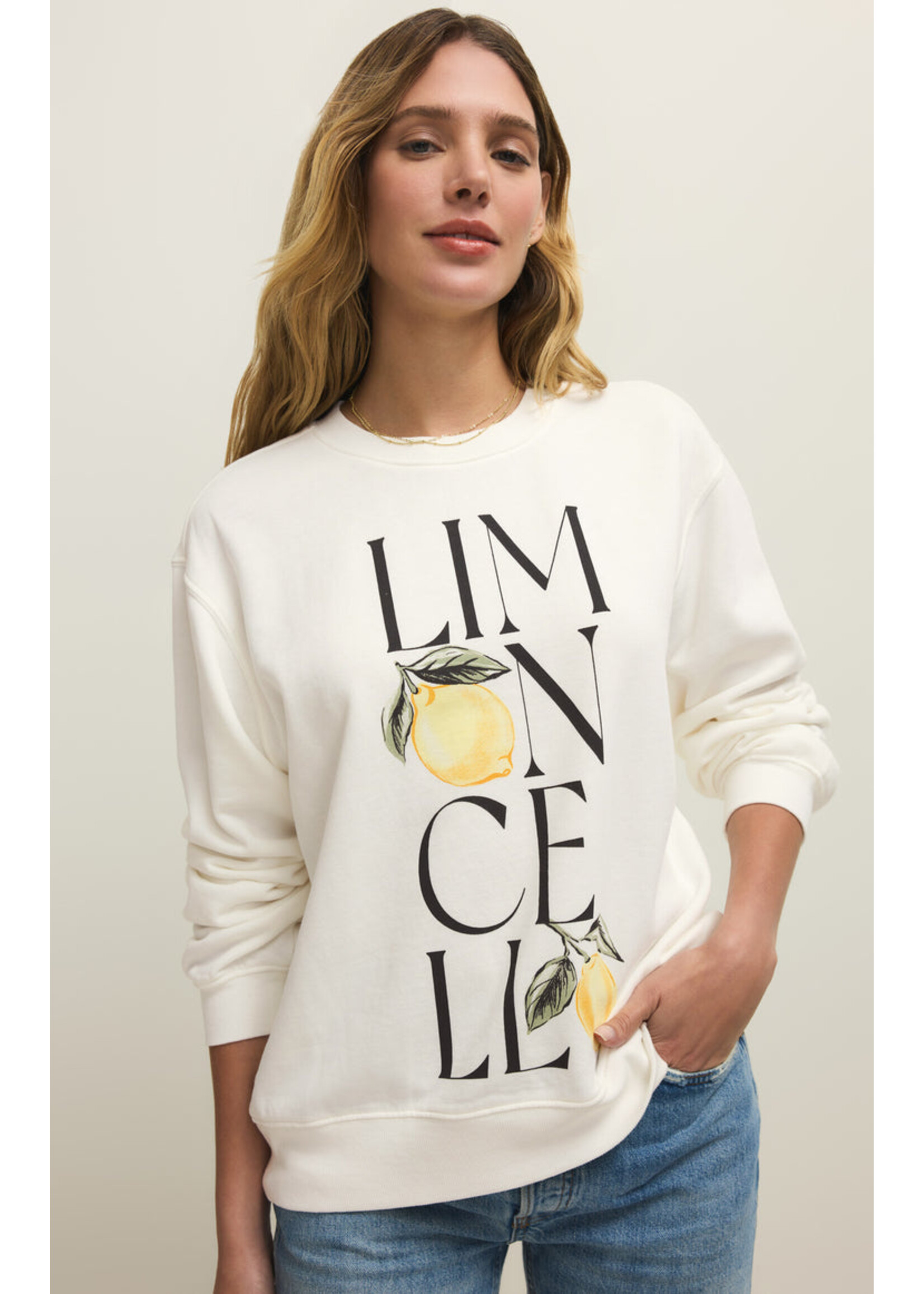 Z-Supply Z-Supply Sweat-Shirt Boyfriend Limon - Sea Salt