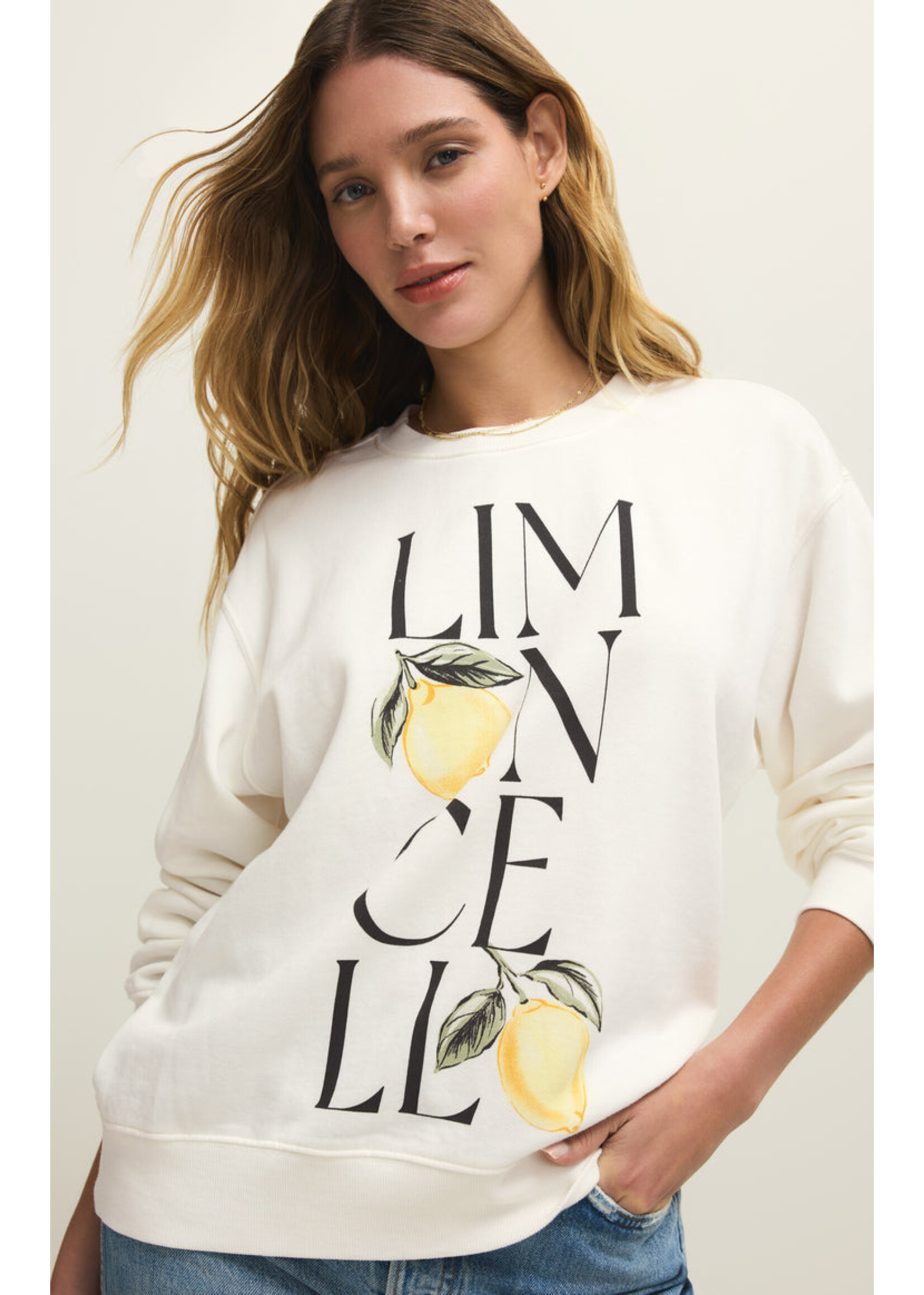 Z-Supply Z-Supply Sweat-Shirt Boyfriend Limon - Sea Salt