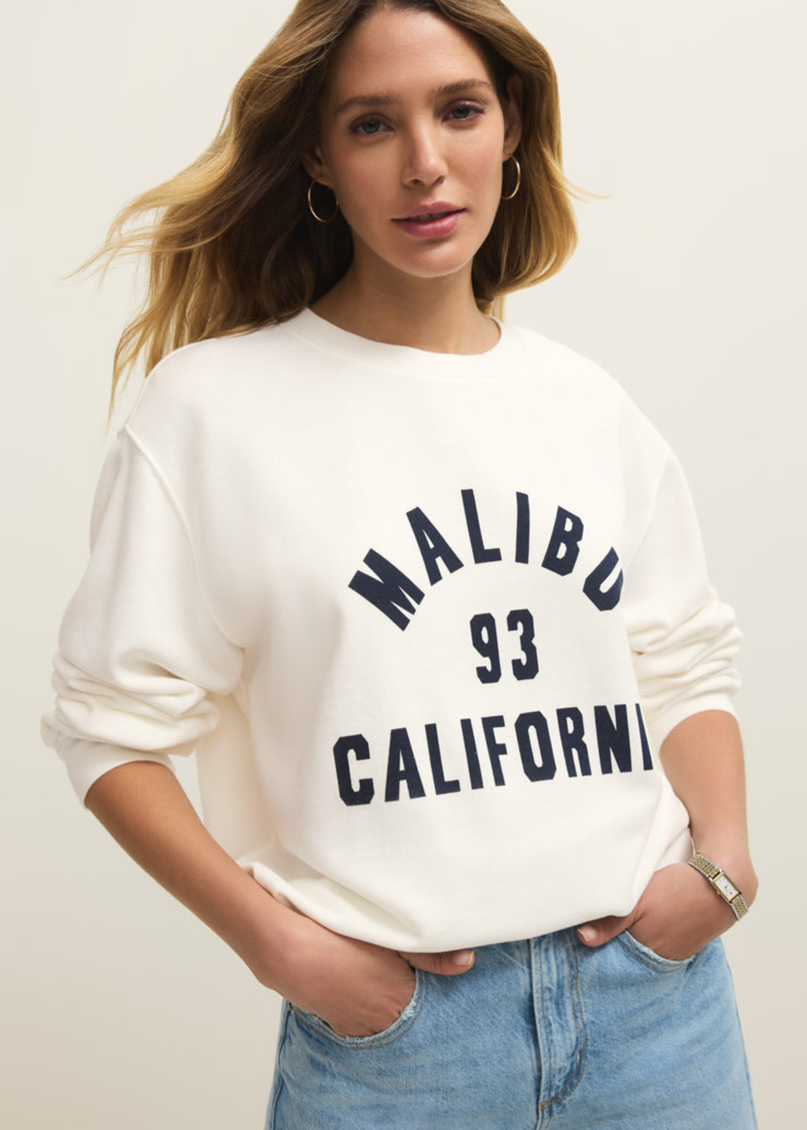 Z-Supply Z-Supply Sweat-Shirt Malibu Boyfriend - Sea Salt