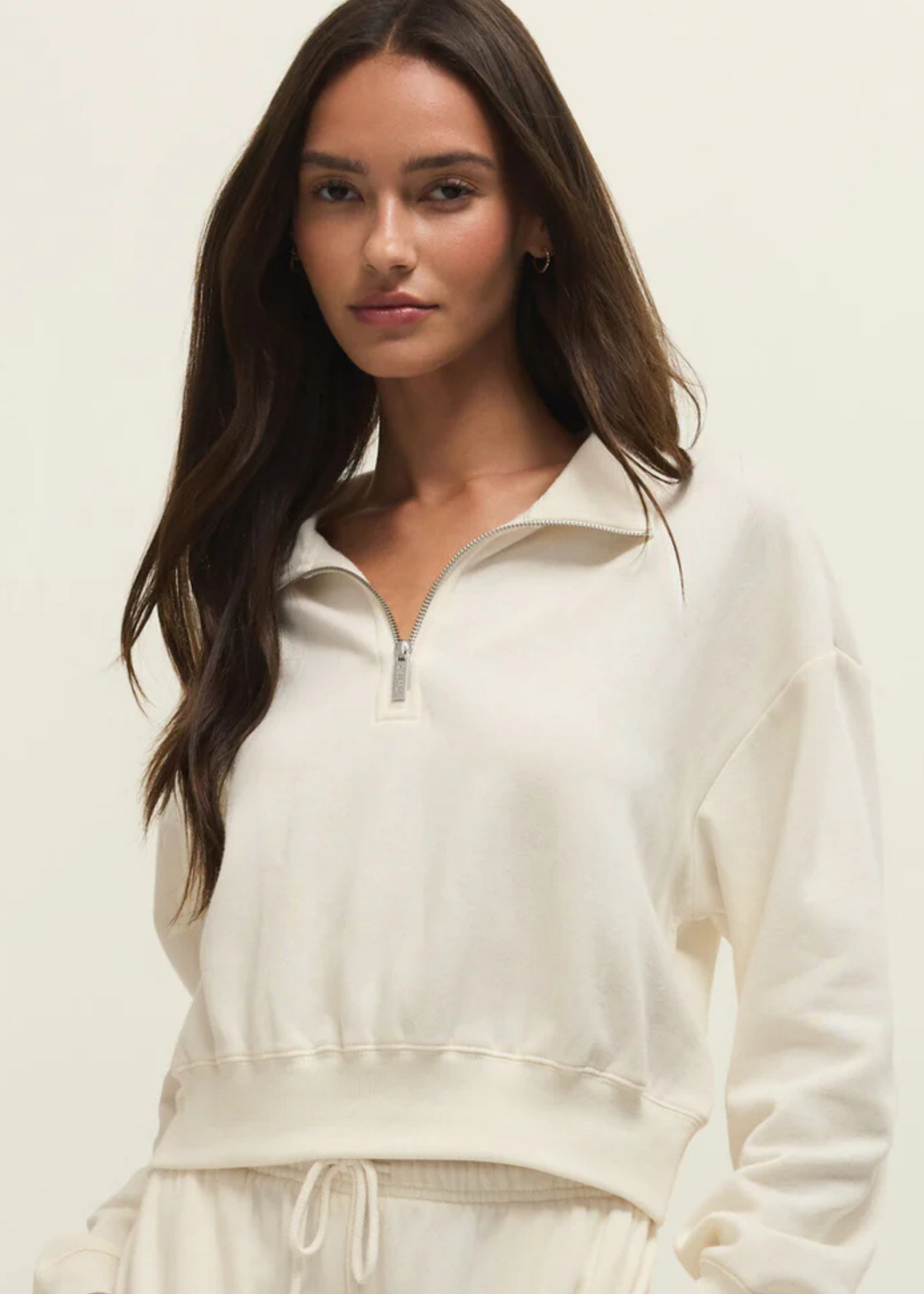 Z-Supply Z-Supply Downtown Half Zip Sweatshirt - Cloud