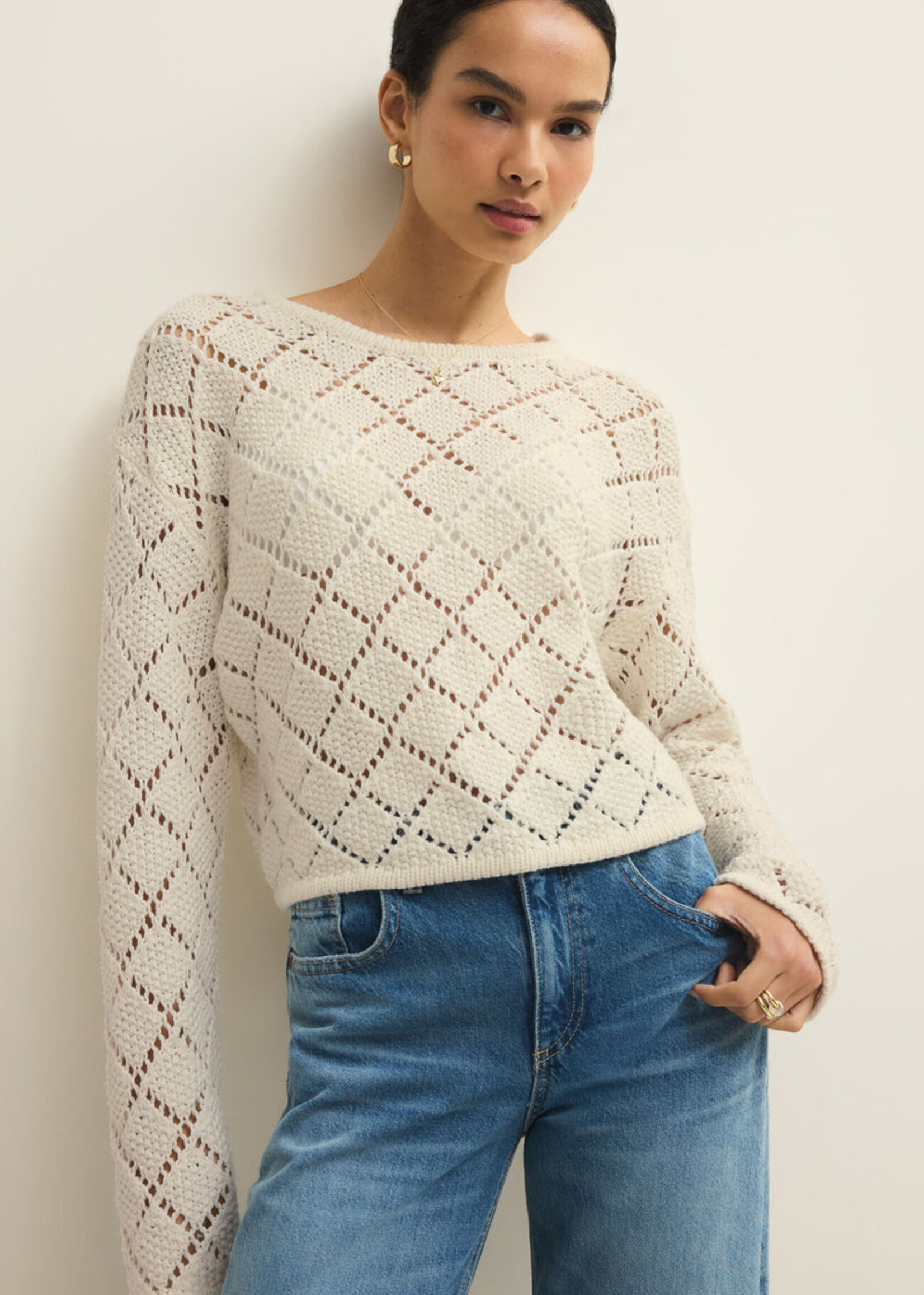 Z-Supply Z-Supply Pull Au Crochet Hullen - Cloud