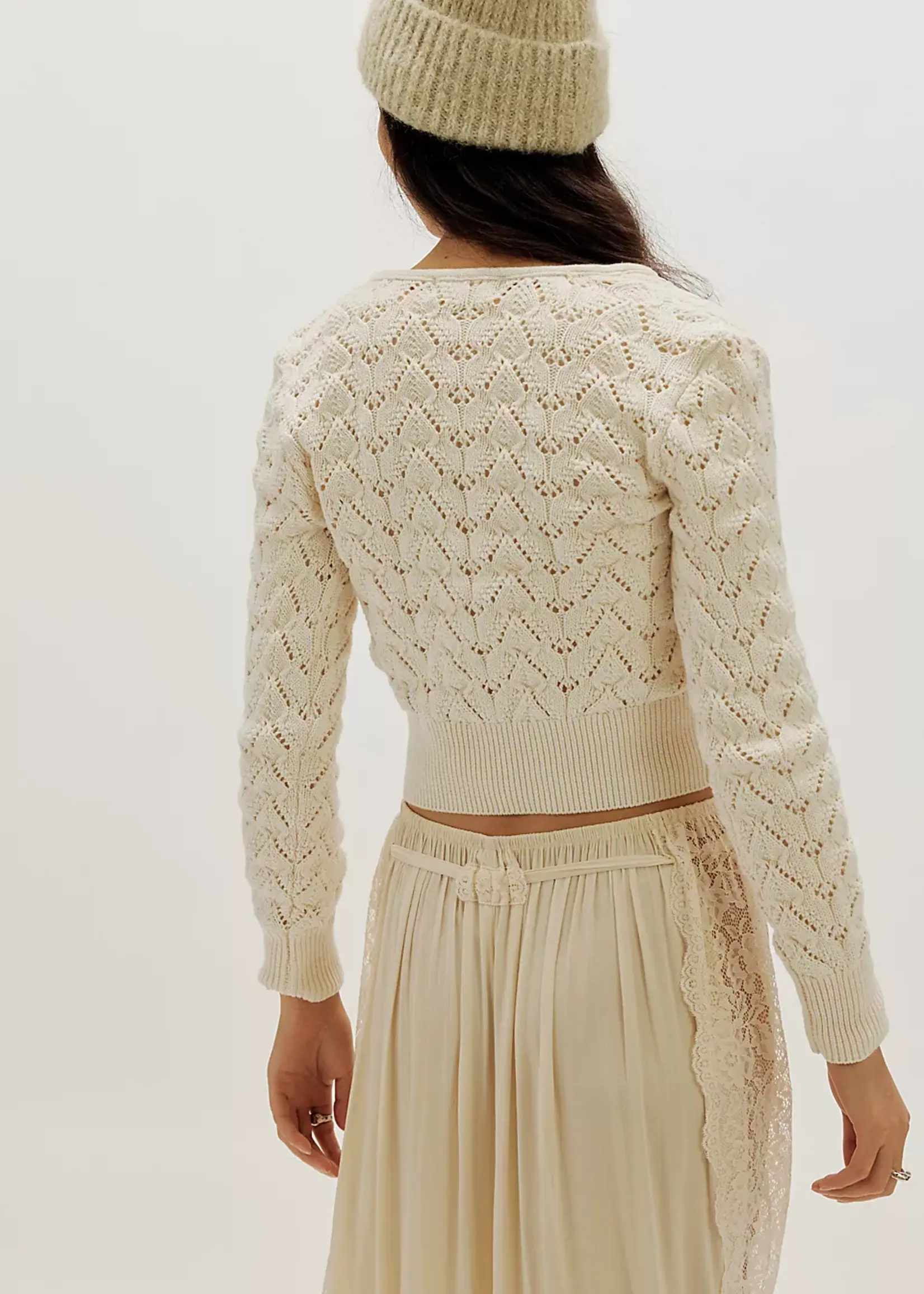 Free People Free People Pretty In Pointelle Cardi - Ivory