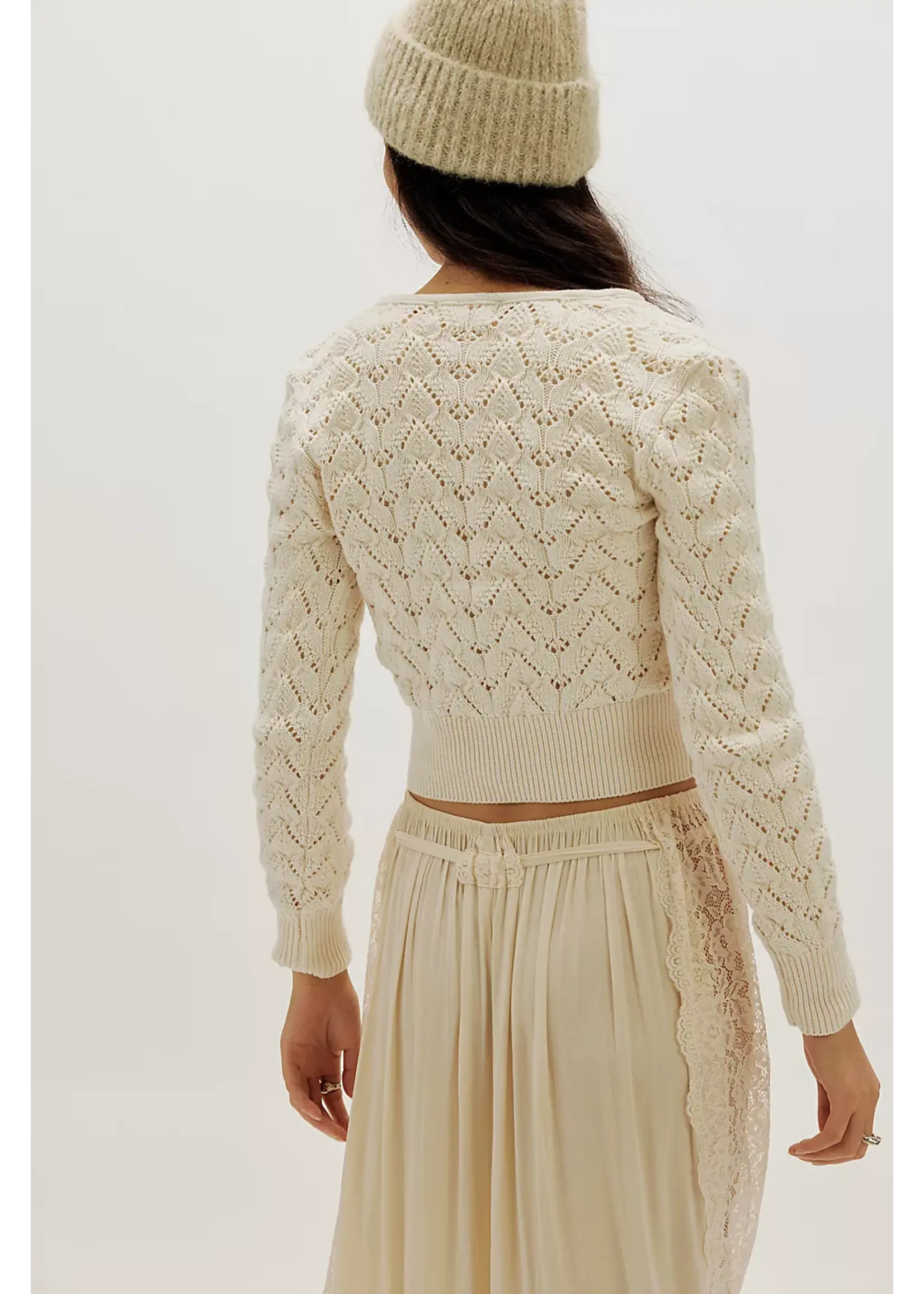 Free People Free People Pretty In Pointelle Cardi - Ivory