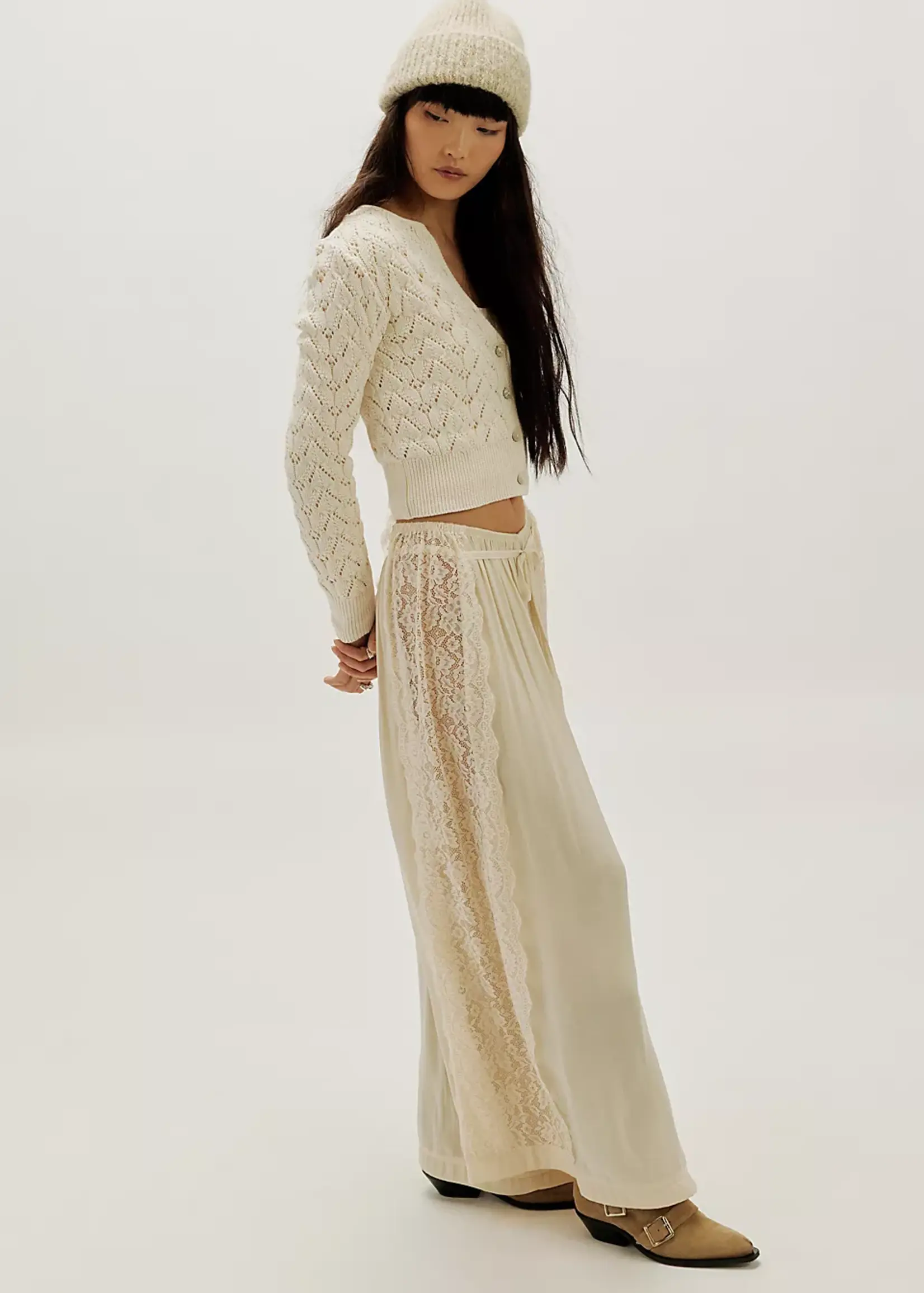 Free People Free People Pretty In Pointelle Cardi - Ivory