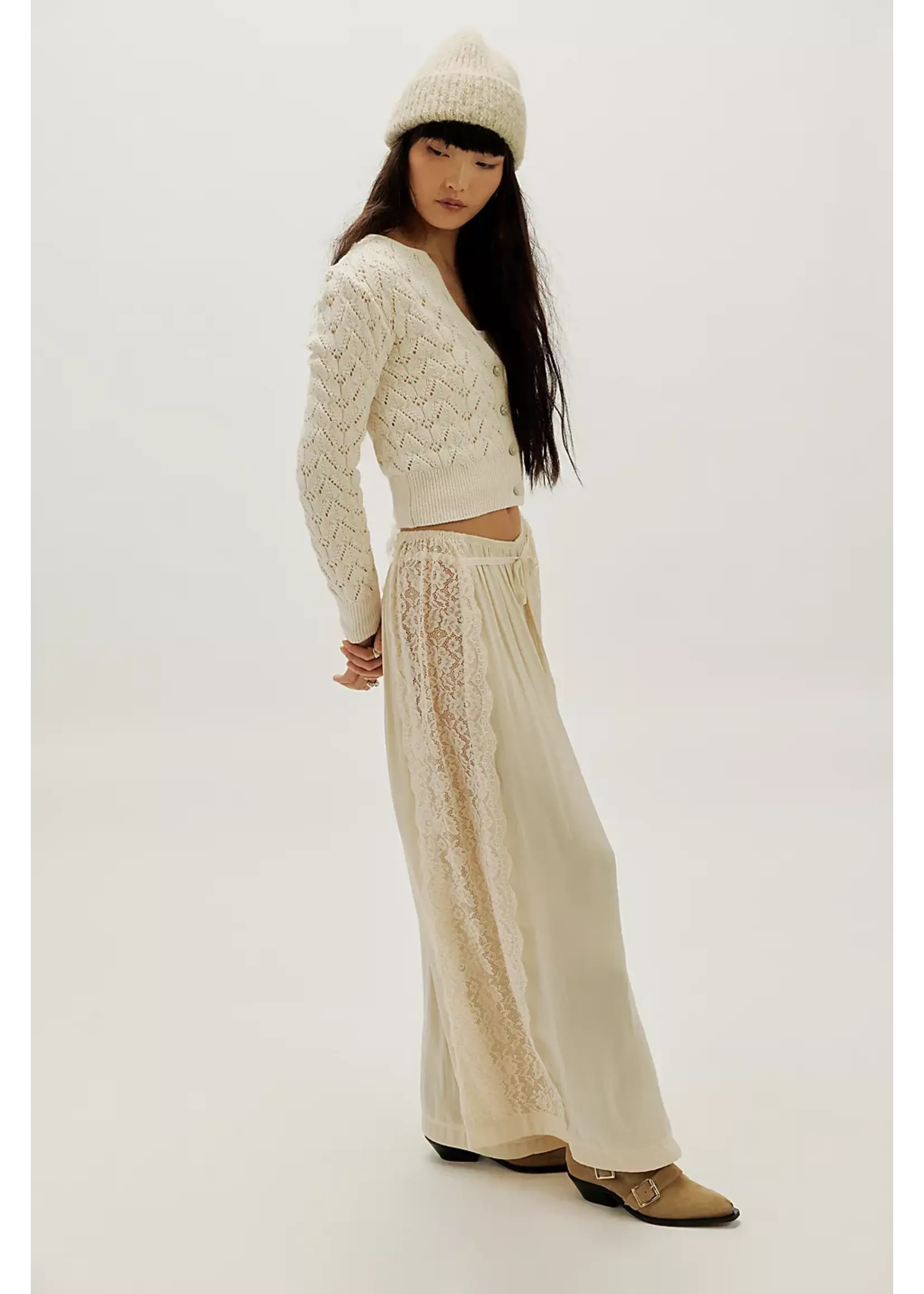 Free People Free People Pretty In Pointelle Cardi - Ivory