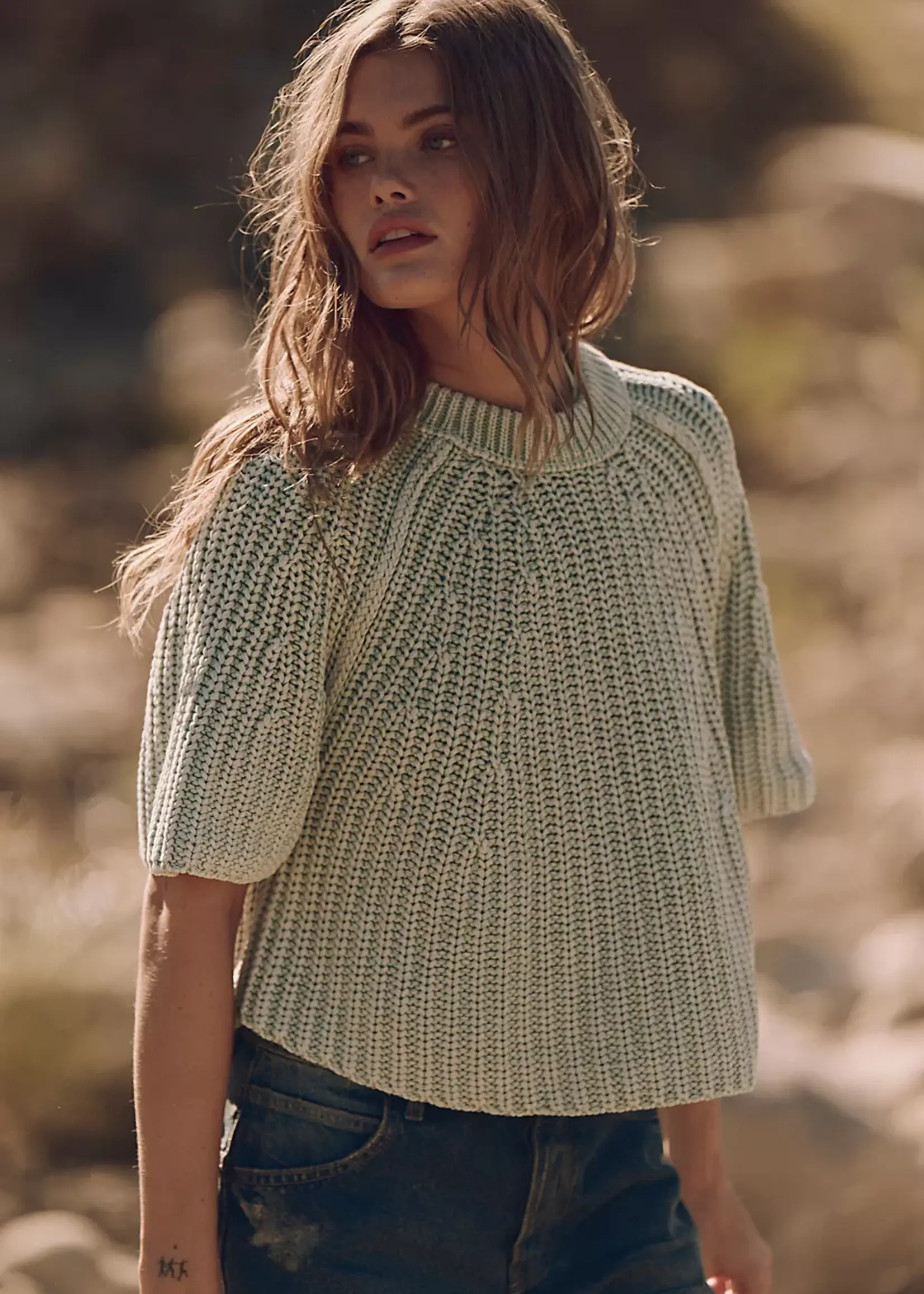 Free People Free People Amy Sweater Tee - Cameo Green