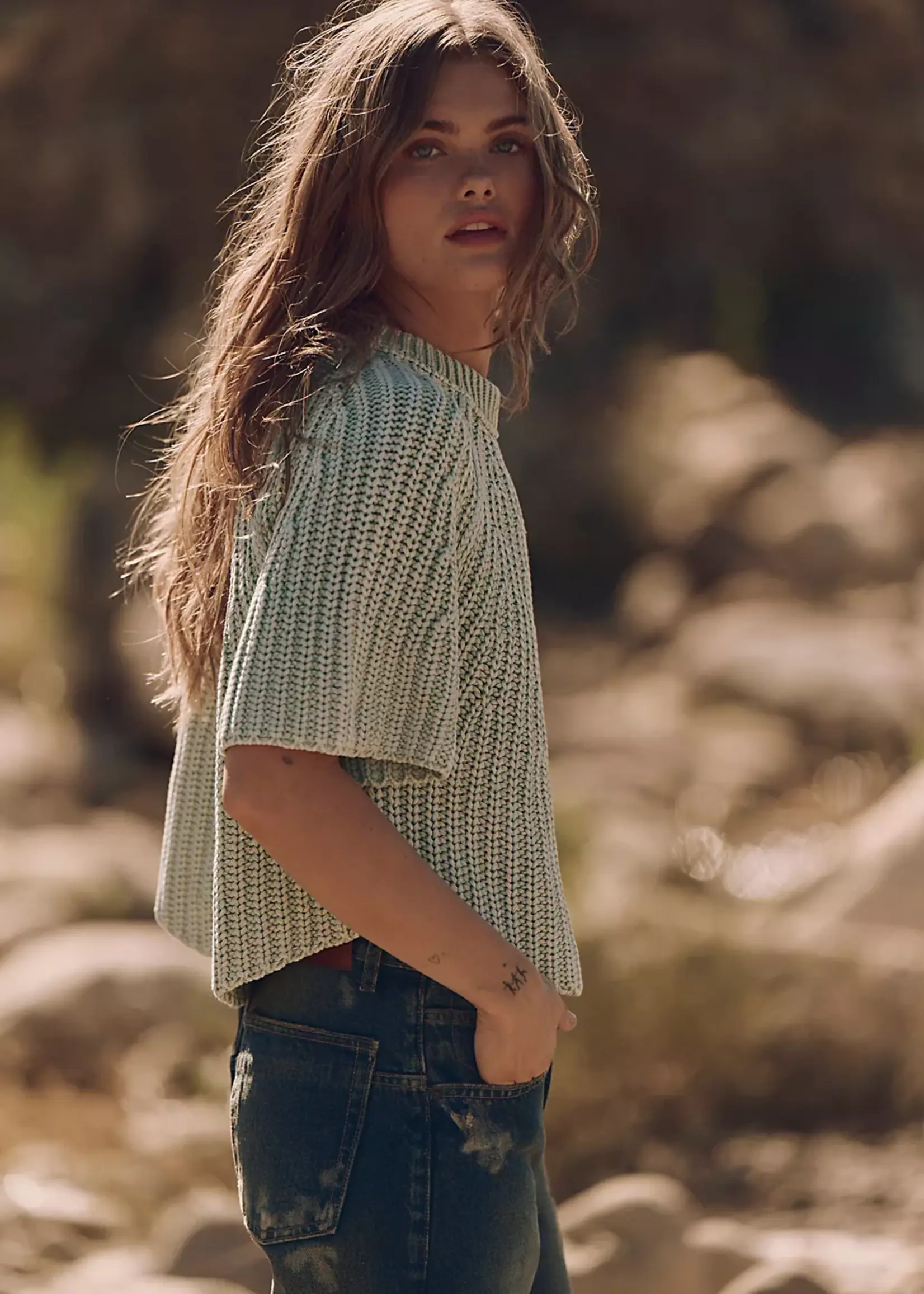 Free People Free People Amy Sweater Tee - Cameo Green