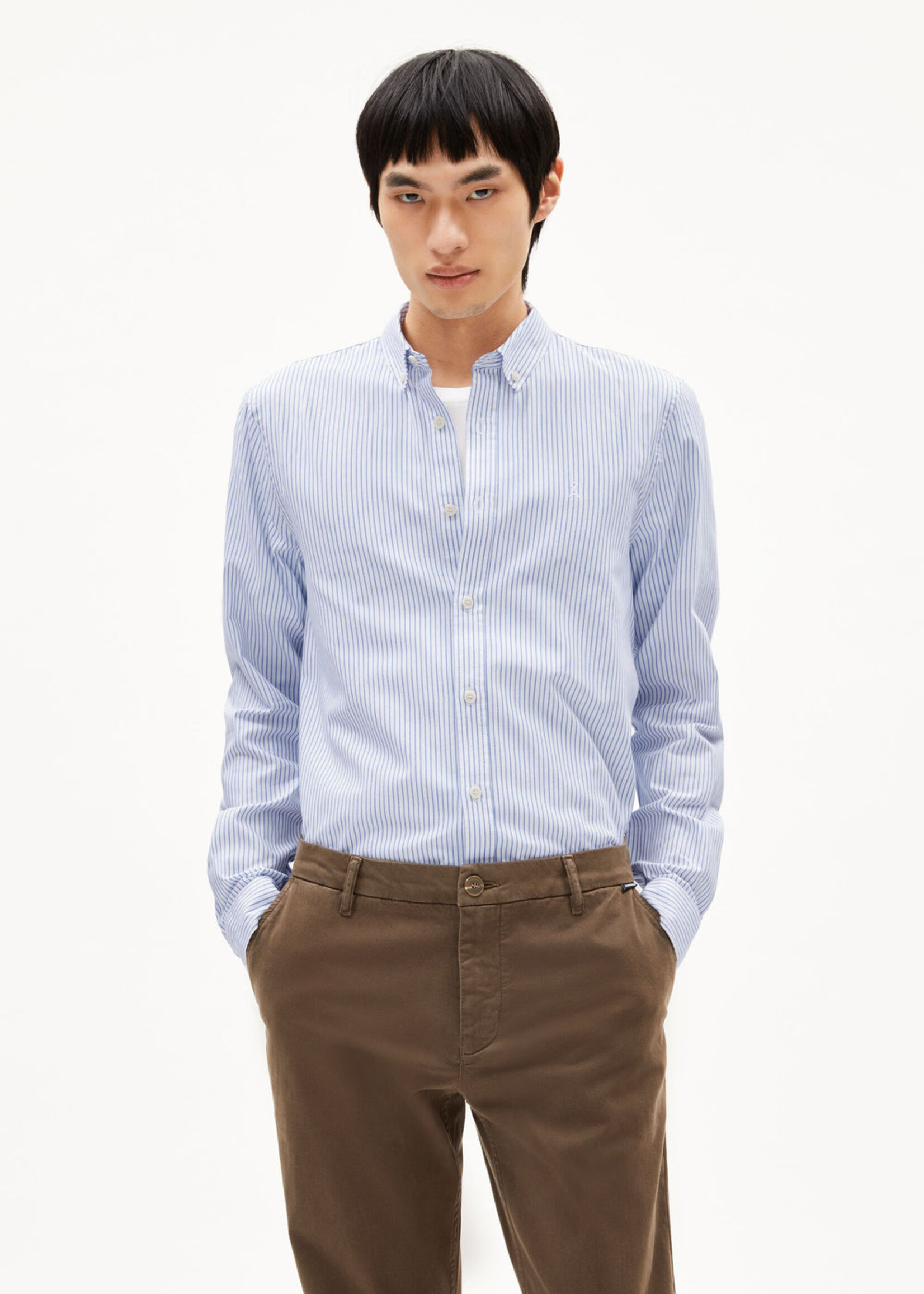 Armedangels Armedangels Quaasa Stripe Shirt - White/Dark Morning