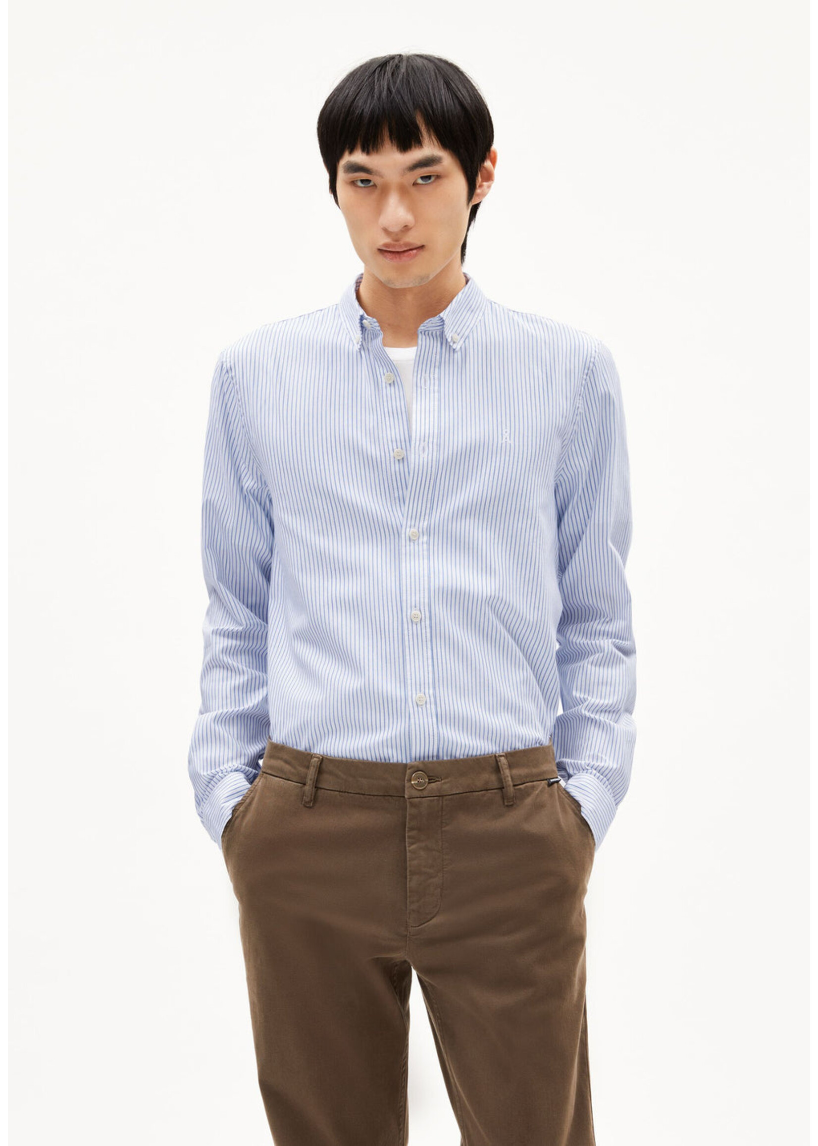 Armedangels Armedangels Quaasa Stripe Shirt - White/Dark Morning