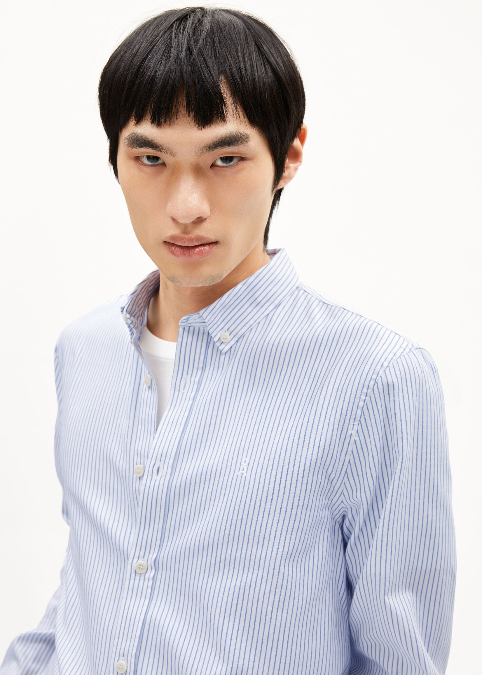 Armedangels Armedangels Quaasa Stripe Shirt - White/Dark Morning