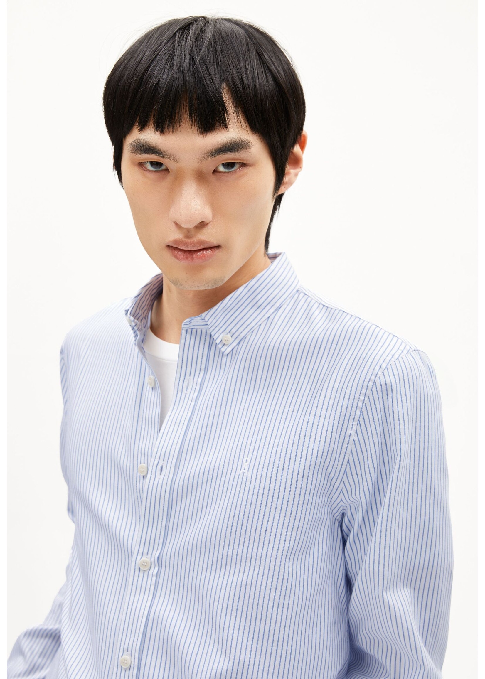 Armedangels Armedangels Quaasa Stripe Shirt - White/Dark Morning