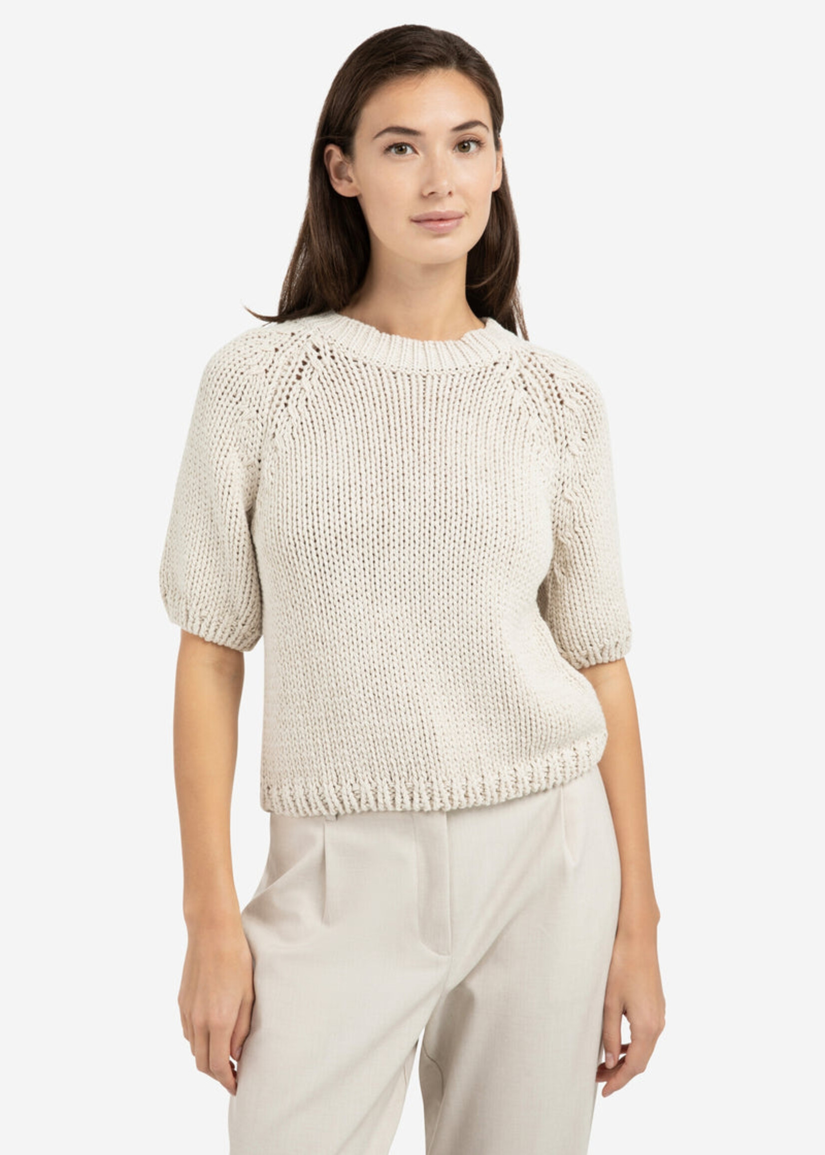 Yaya Women YAYA Pull En Grosse Laine - Kit Beige