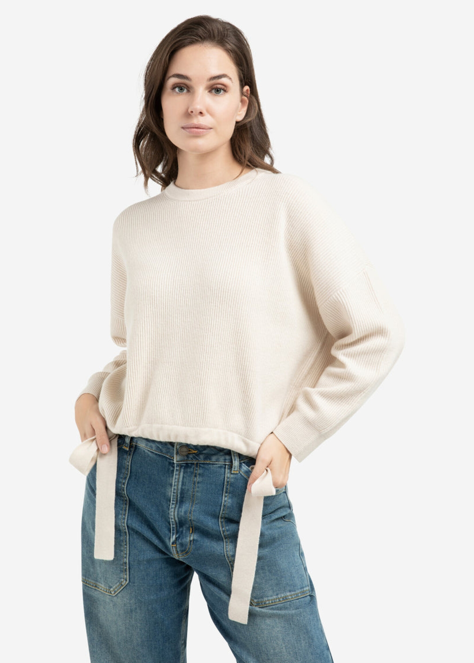 Yaya Women YAYA Pull En Maille À Cordons - Kit Beige