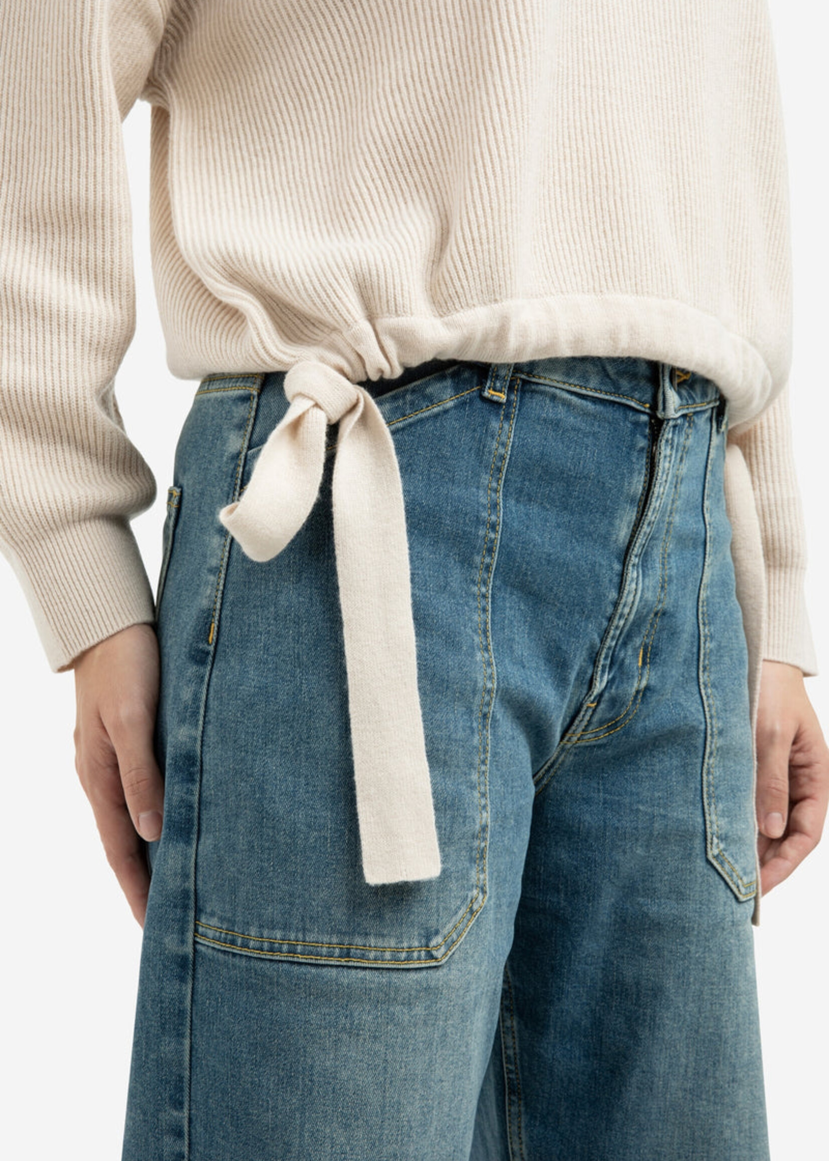 Yaya Women Yaya Women Knitted Sweater With Cords - Kit Beige