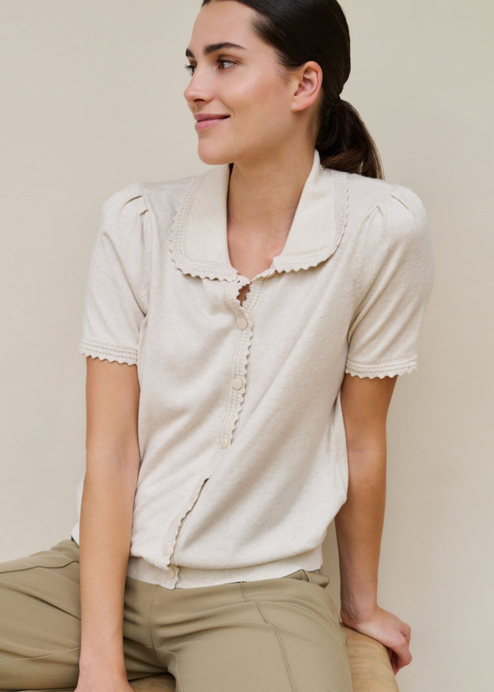 Yaya Women Yaya Women Gilet SS Avec Tex - Kit Beige