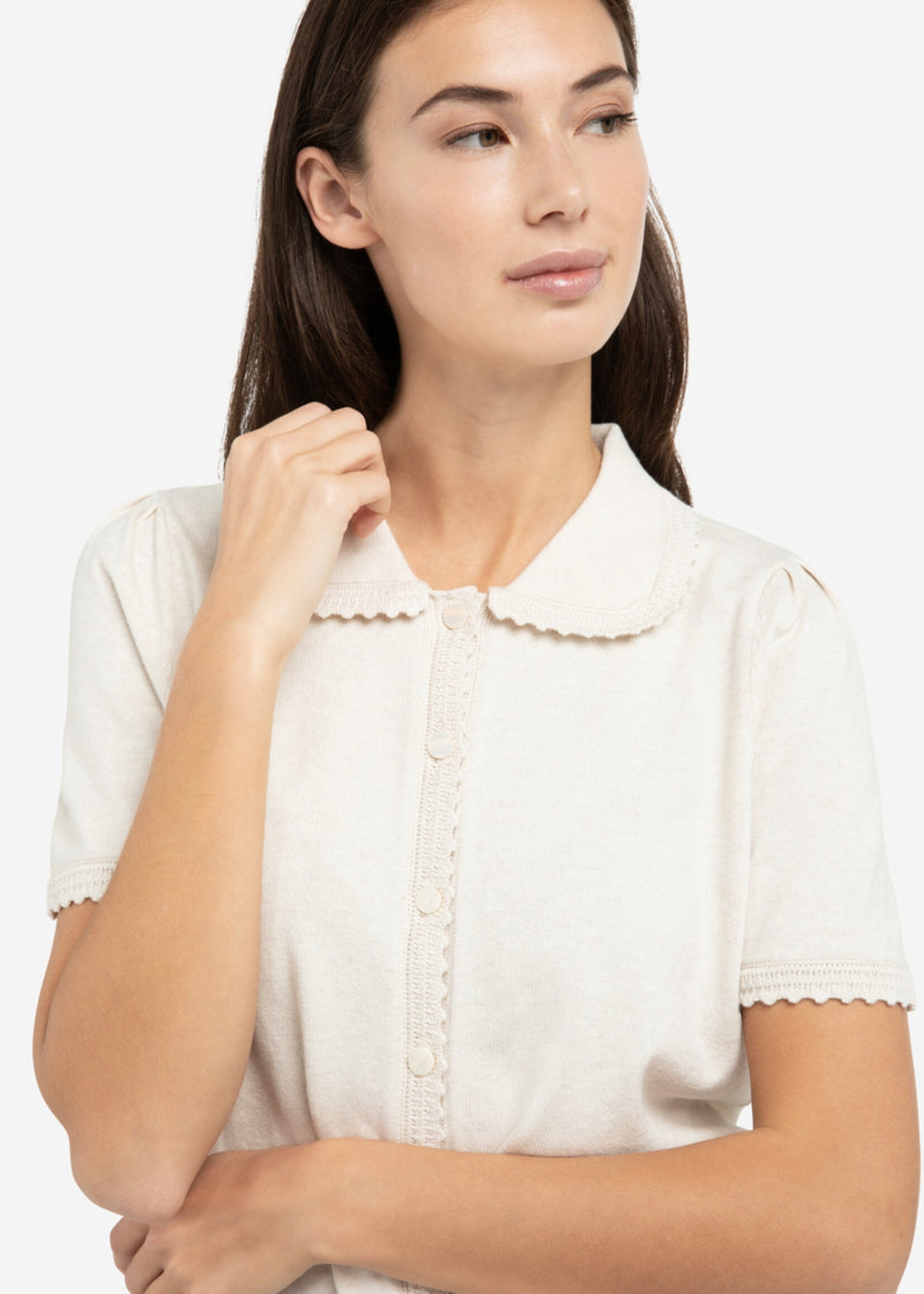 Yaya Women Yaya Women SS Cardigan With Tex - Kit Beige