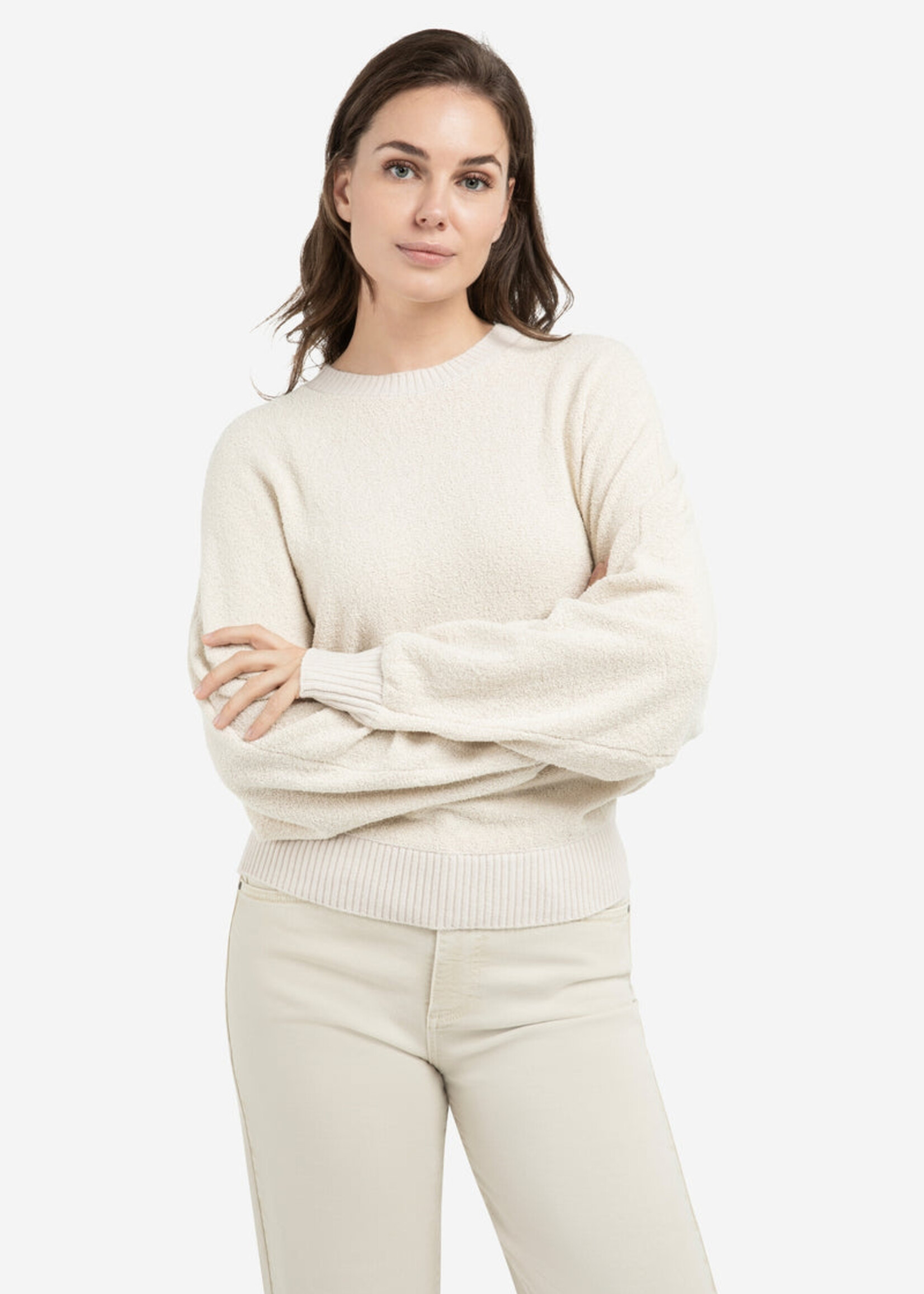 Yaya Women Yaya Women Pull Contrasté À Manches Chauve-Souris - Kit Beige