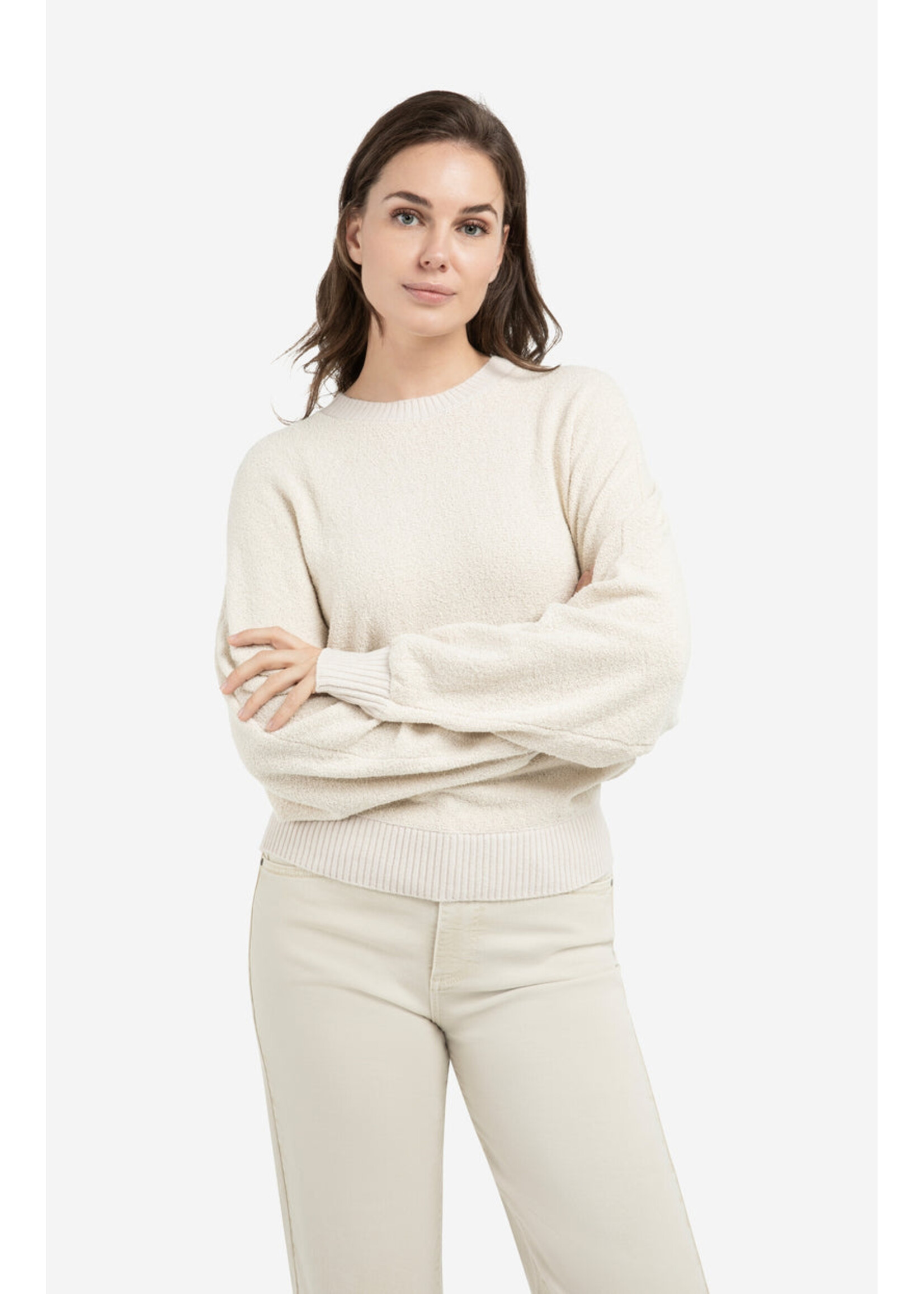 Yaya Women YAYA Batwing Contrast Sweater - Kit Beige