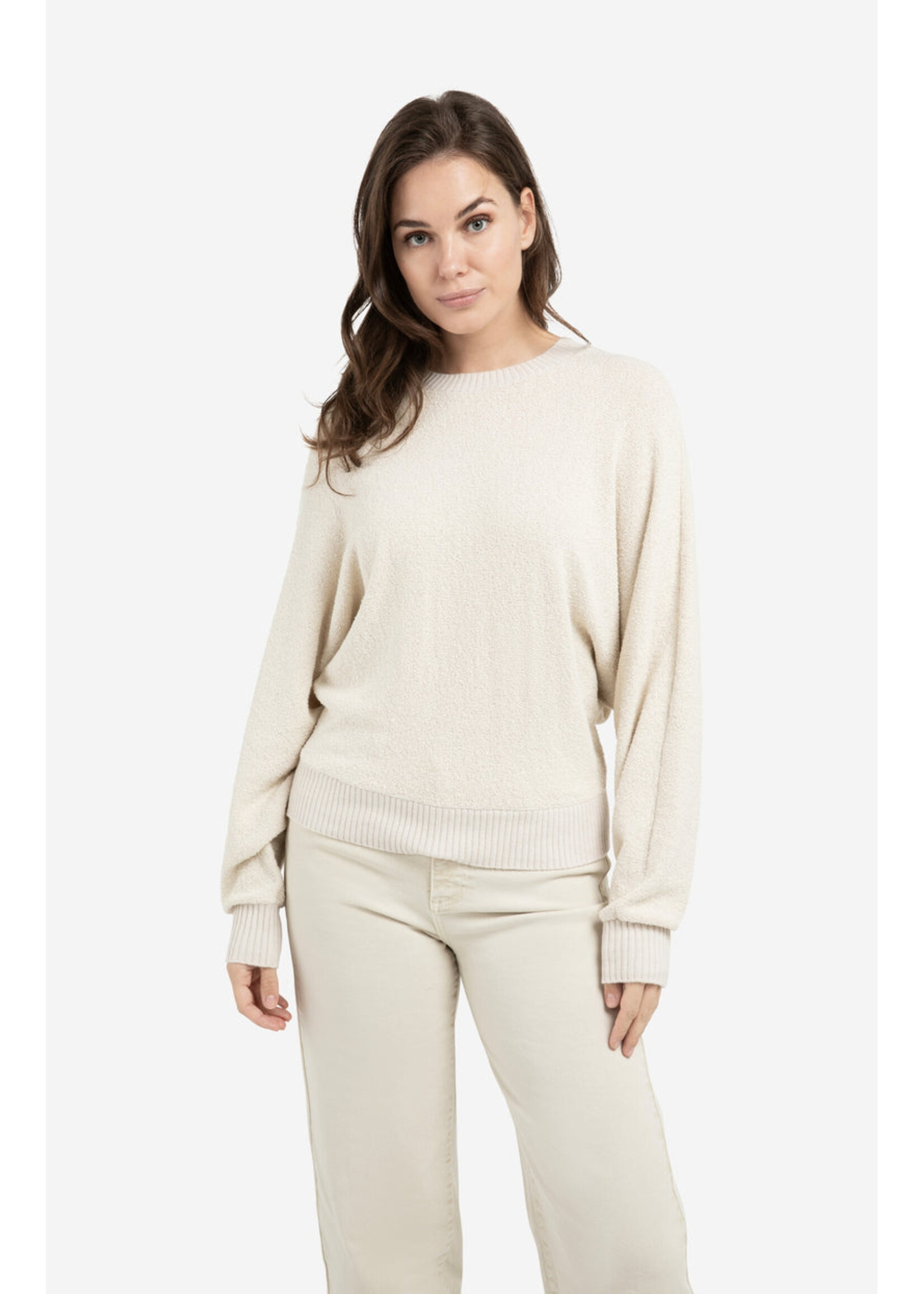 Yaya Women YAYA Pull Contrasté À Manches Chauve-Souris - Kit Beige