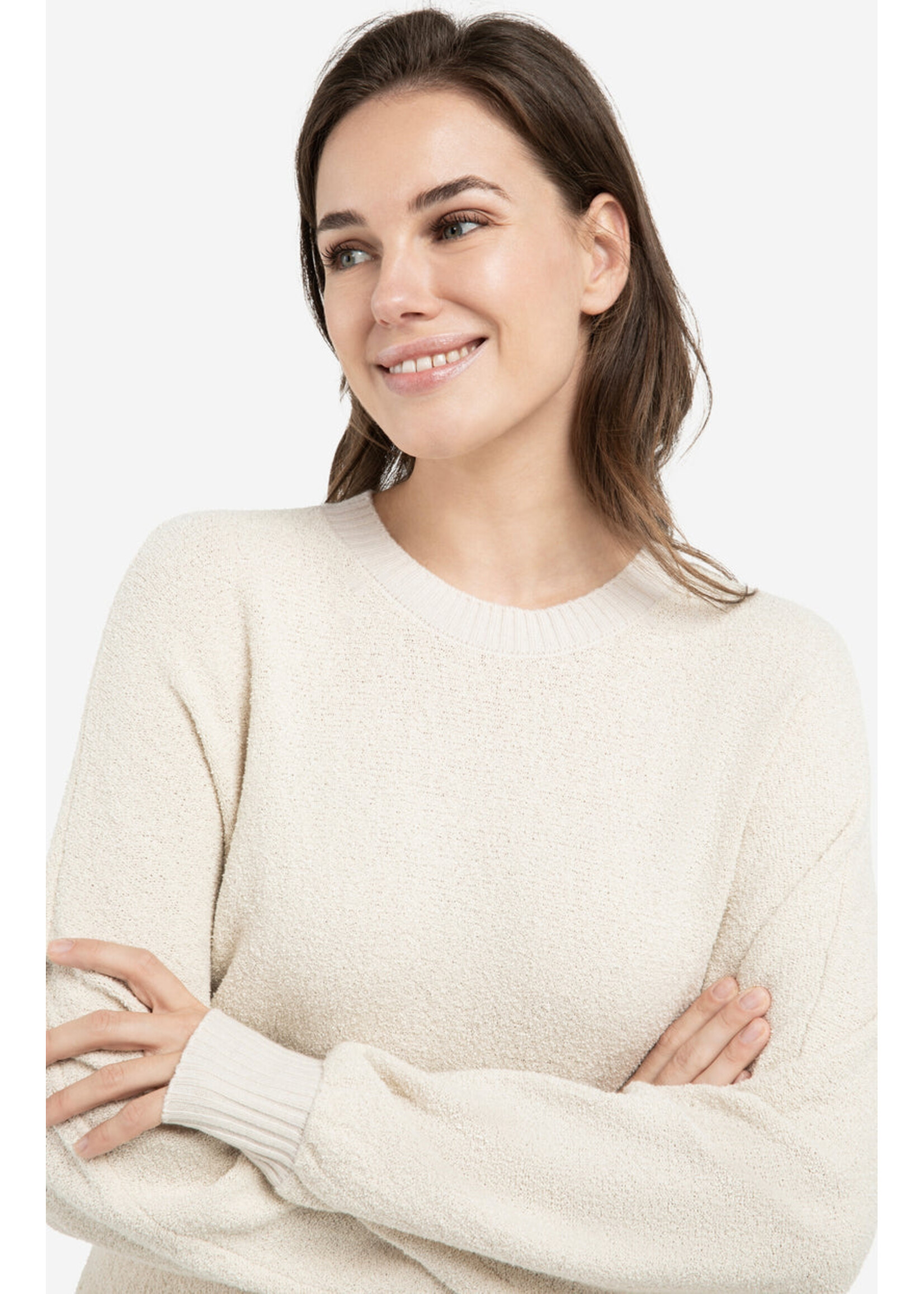 Yaya Women YAYA Batwing Contrast Sweater - Kit Beige