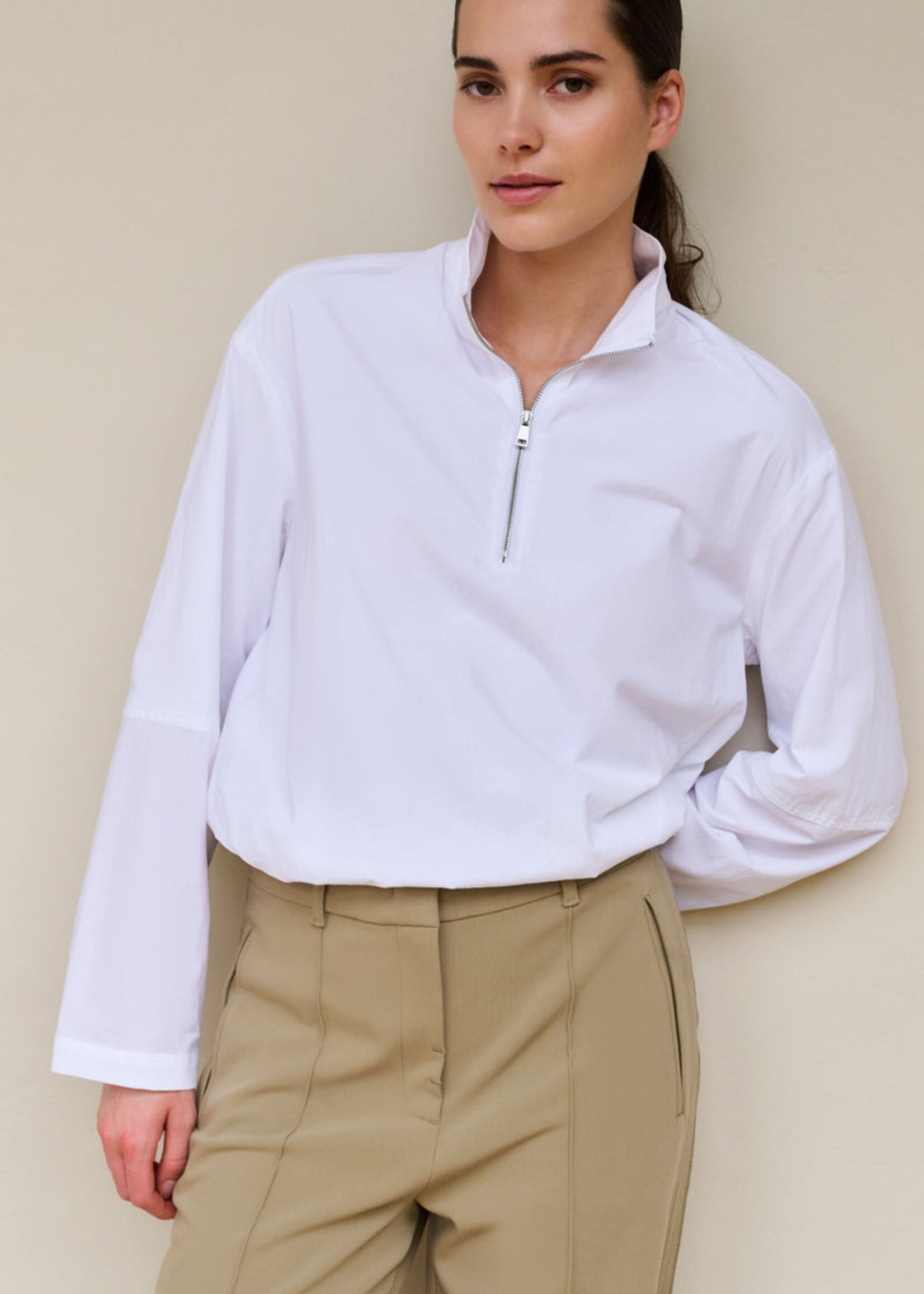 Yaya Women YAYA Haut Ballon À Fermeture Éclair - Pur White