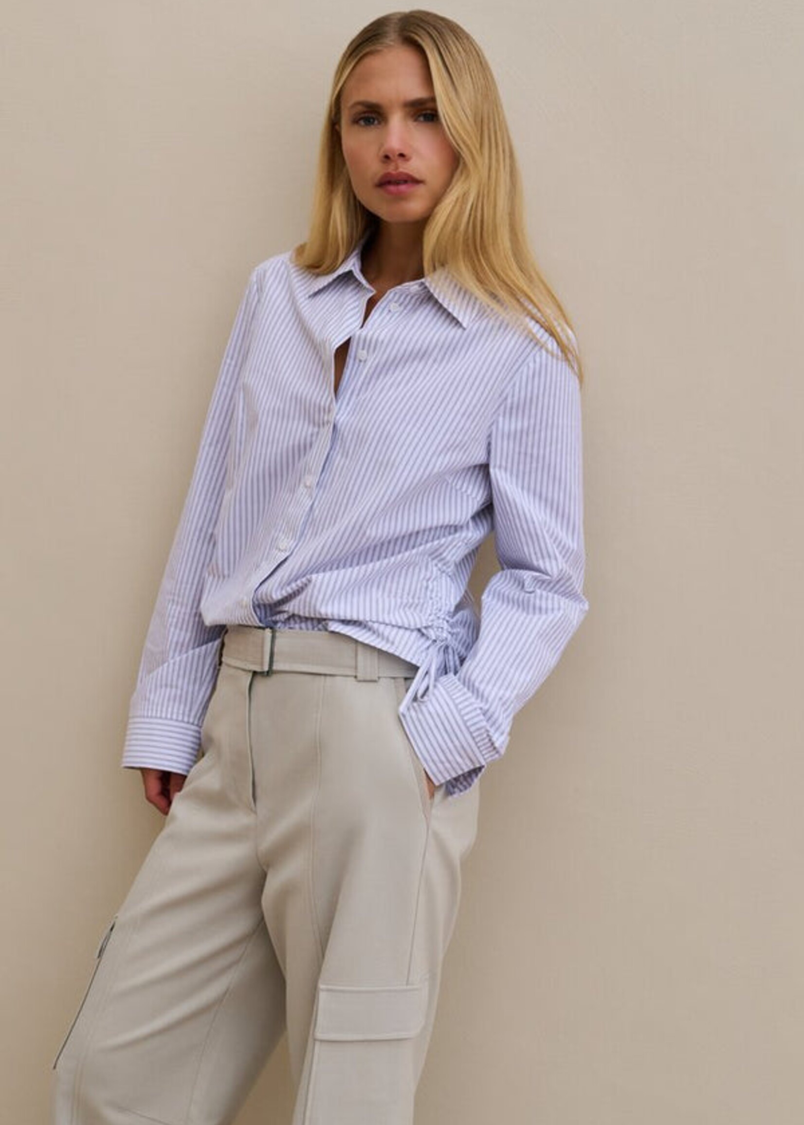 Yaya Women YAYA Fitted Blouse W/Side Drawst - Iron Grey