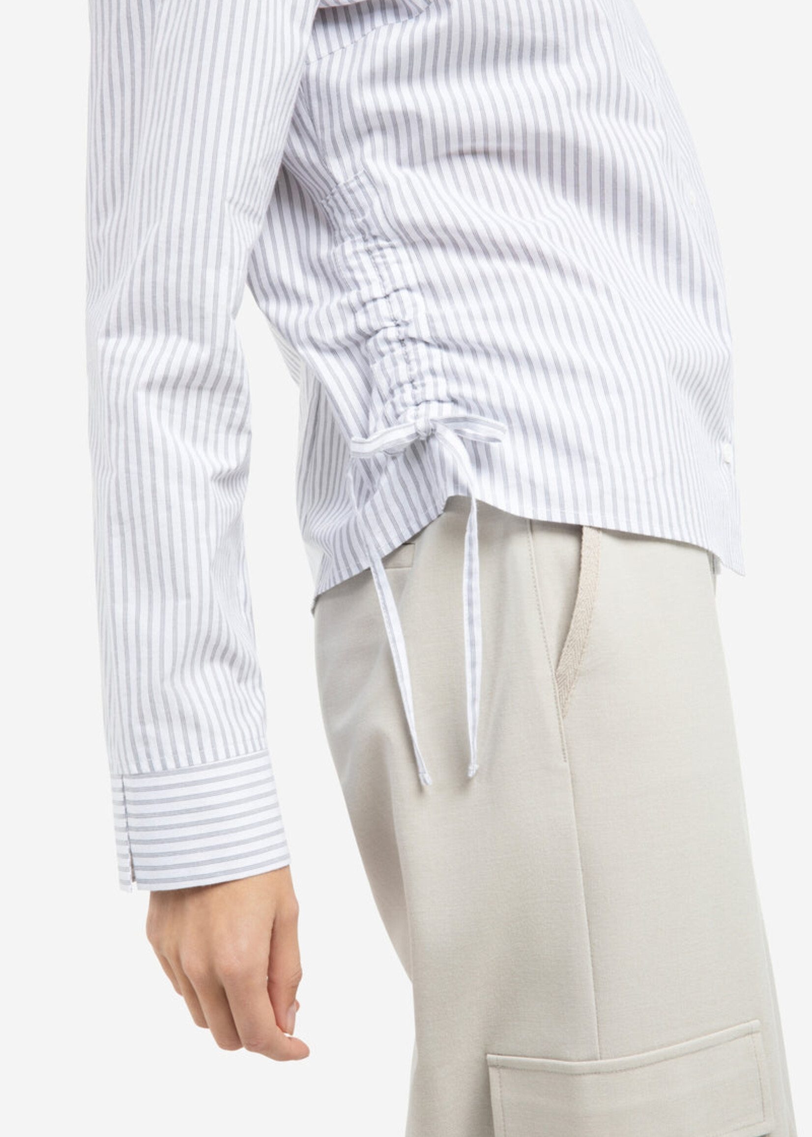 Yaya Women YAYA Fitted Blouse W/Side Drawst - Iron Grey