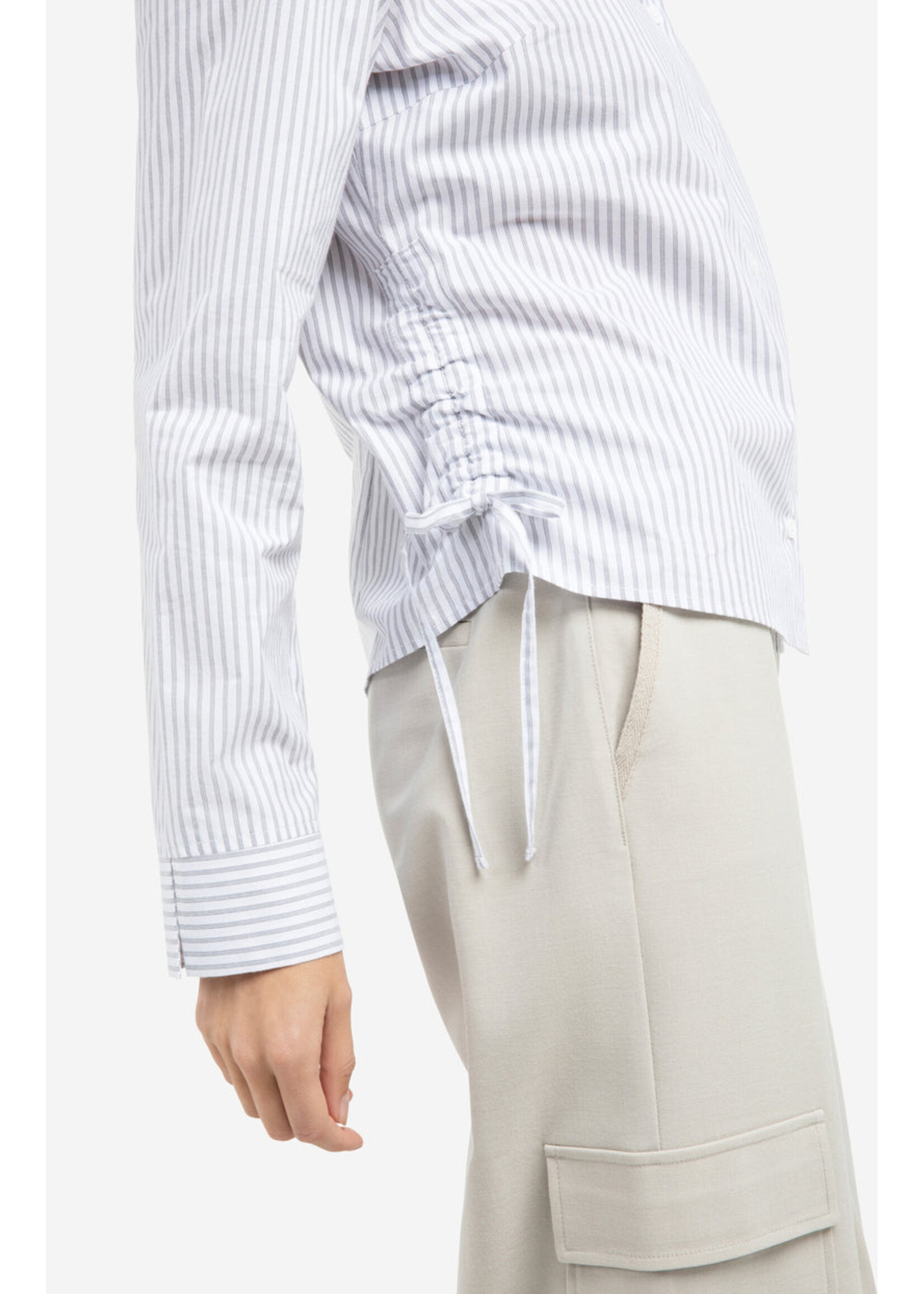 Yaya Women YAYA Fitted Blouse W/Side Drawst - Iron Grey